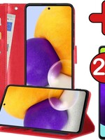 BTH BTH Samsung Galaxy A52 Hoesje Bookcase Rood Met 2x Screenprotector