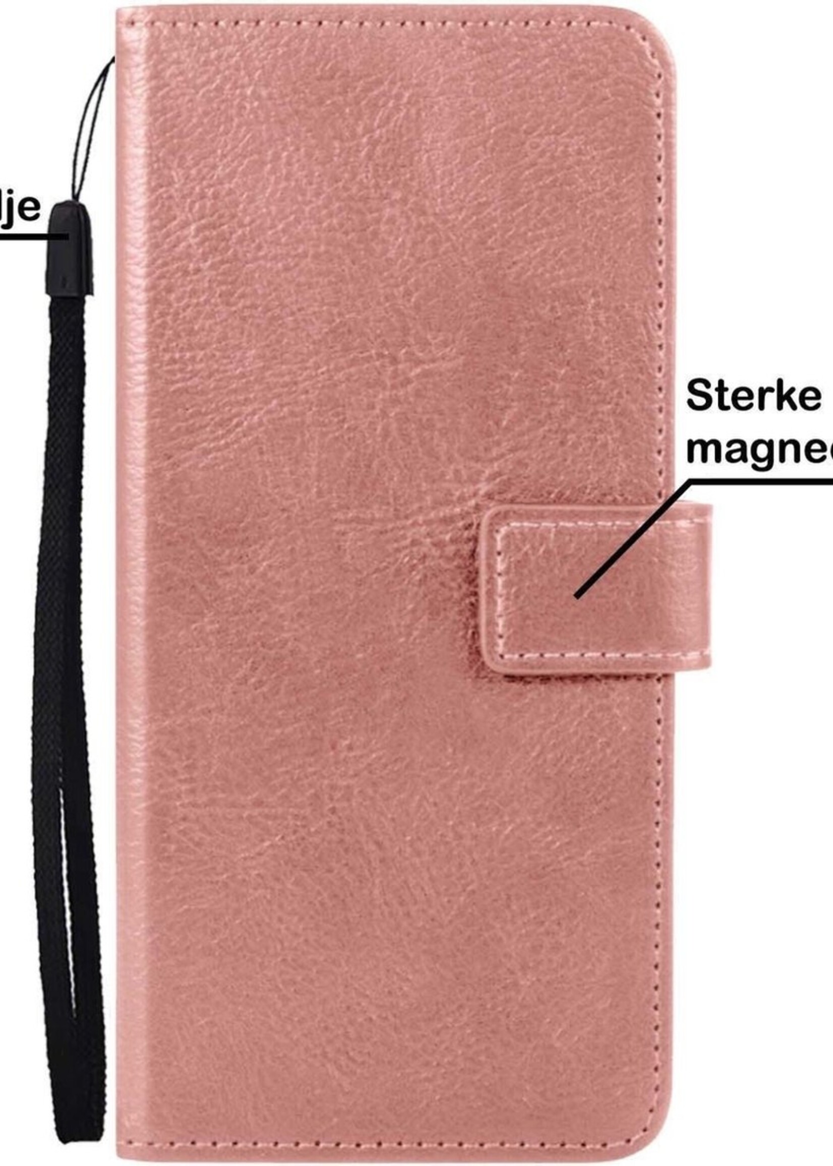 BTH Hoesje Geschikt voor Samsung A52 5G Hoesje Book Case Hoes Portemonnee Cover Walletcase Met 2x Screenprotector - Hoes Geschikt voor Samsung Galaxy A52 5G Hoes Bookcase Hoesje - Rosé goud