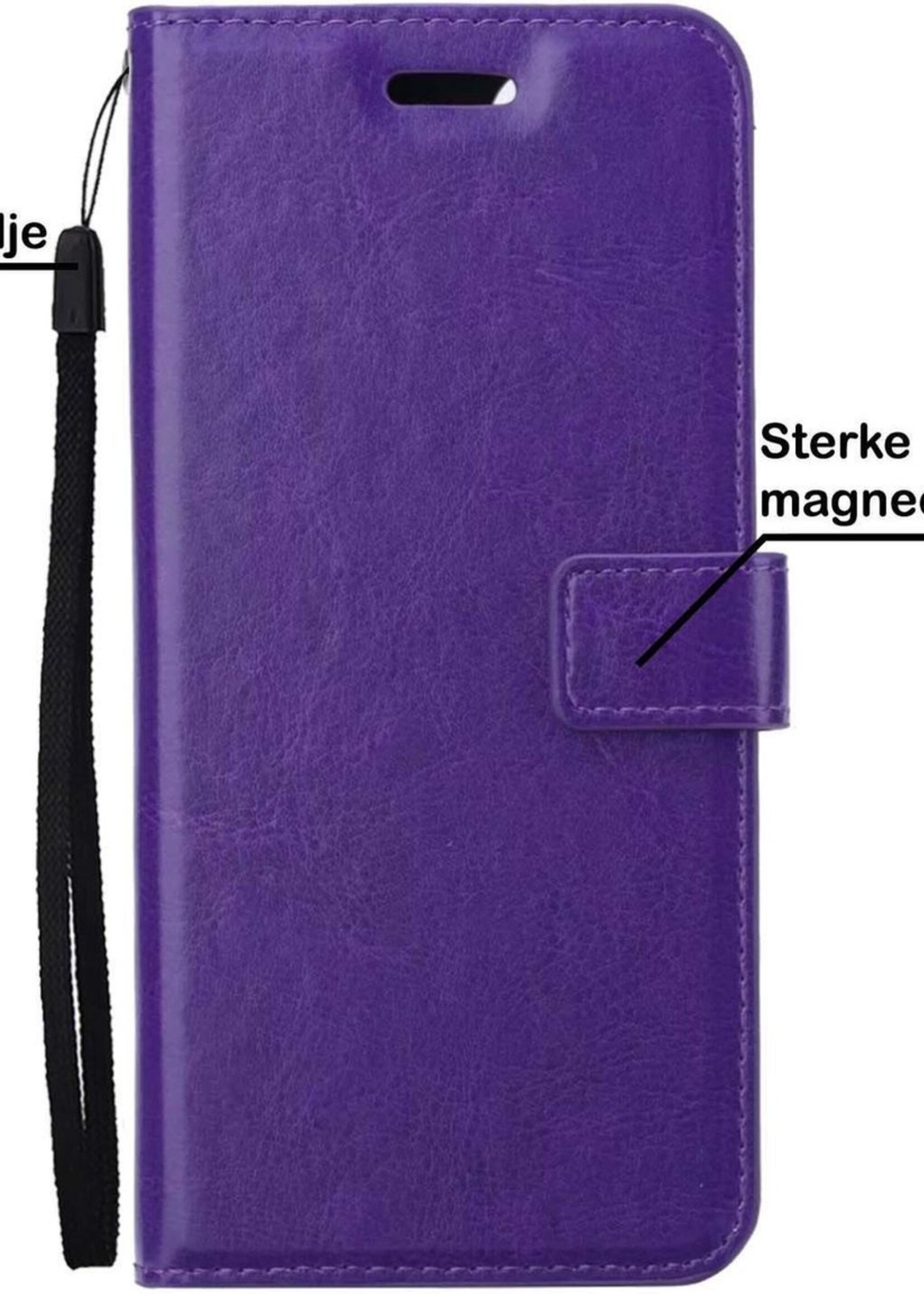 BTH Hoesje Geschikt voor Samsung A52 5G Hoesje Book Case Hoes Portemonnee Cover Walletcase Met 2x Screenprotector - Hoes Geschikt voor Samsung Galaxy A52 5G Hoes Bookcase Hoesje - Paars