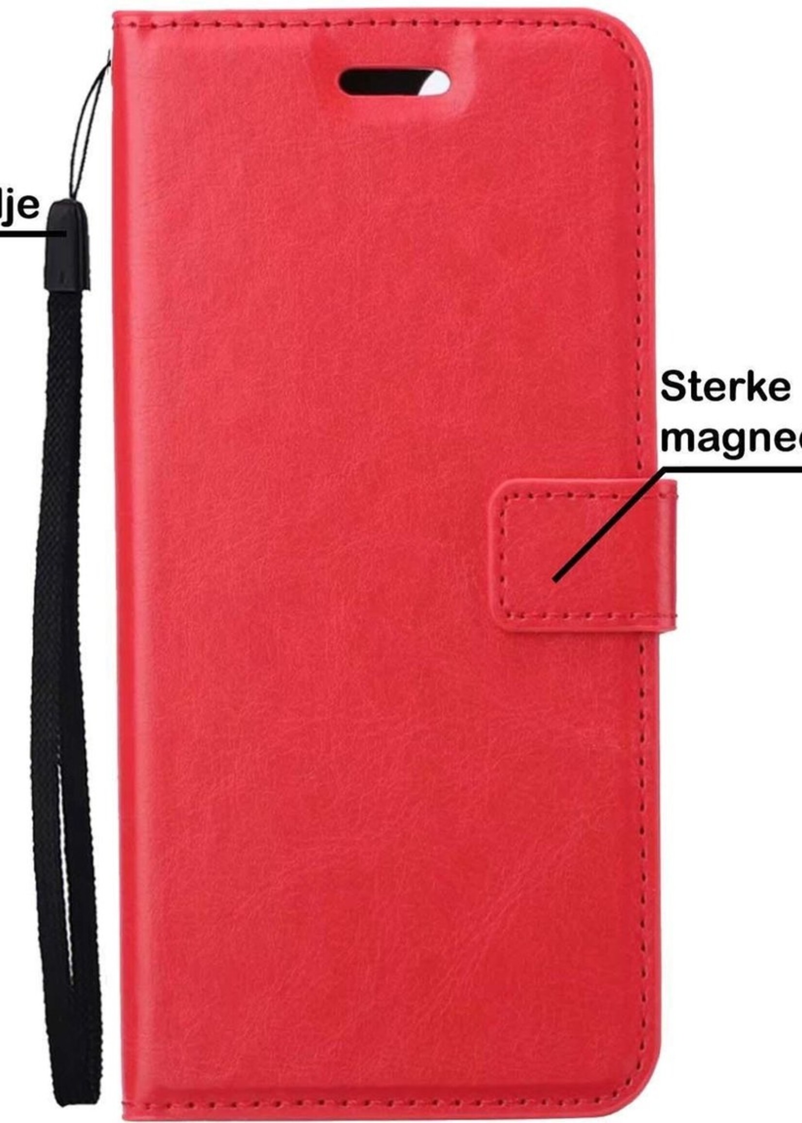 BTH Hoesje Geschikt voor Samsung A72 5G Hoesje Book Case Hoes Portemonnee Cover Walletcase Met 2x Screenprotector - Hoes Geschikt voor Samsung Galaxy A72 5G Hoes Bookcase Hoesje - Rood
