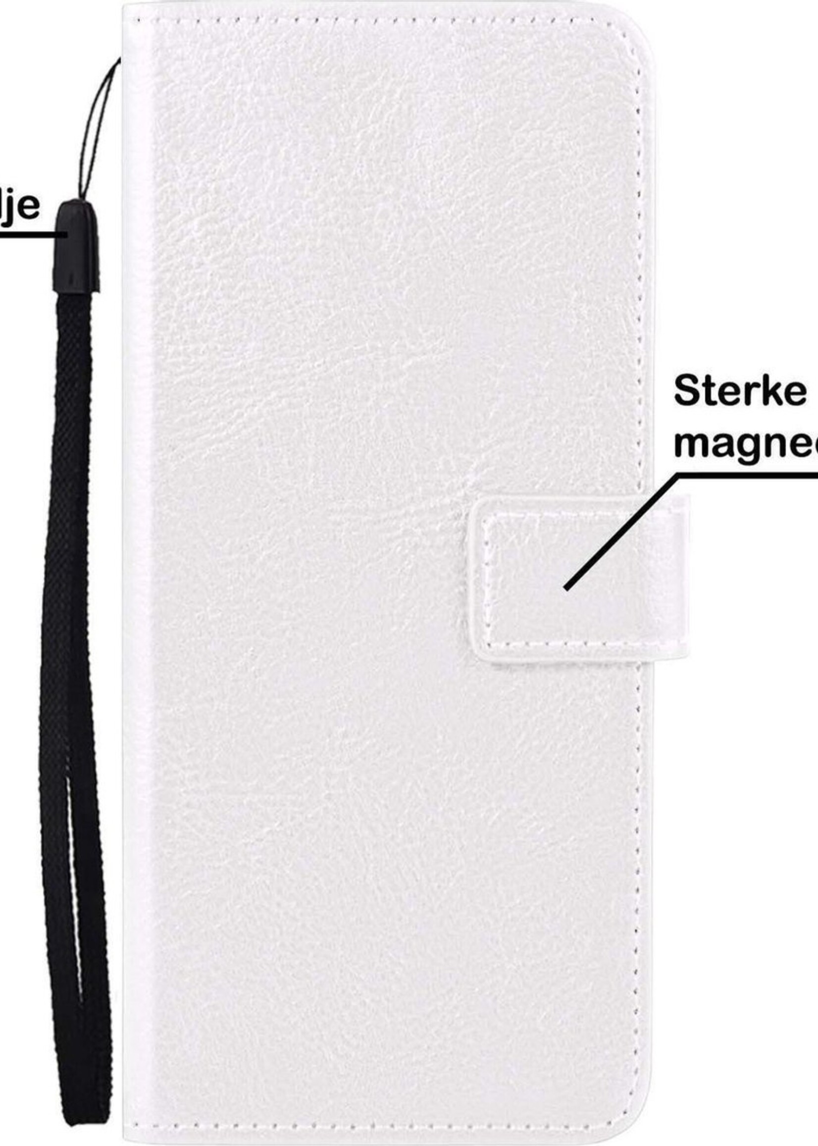 BTH Hoesje Geschikt voor Samsung A72 5G Hoesje Book Case Hoes Portemonnee Cover Walletcase Met 2x Screenprotector - Hoes Geschikt voor Samsung Galaxy A72 5G Hoes Bookcase Hoesje - Wit