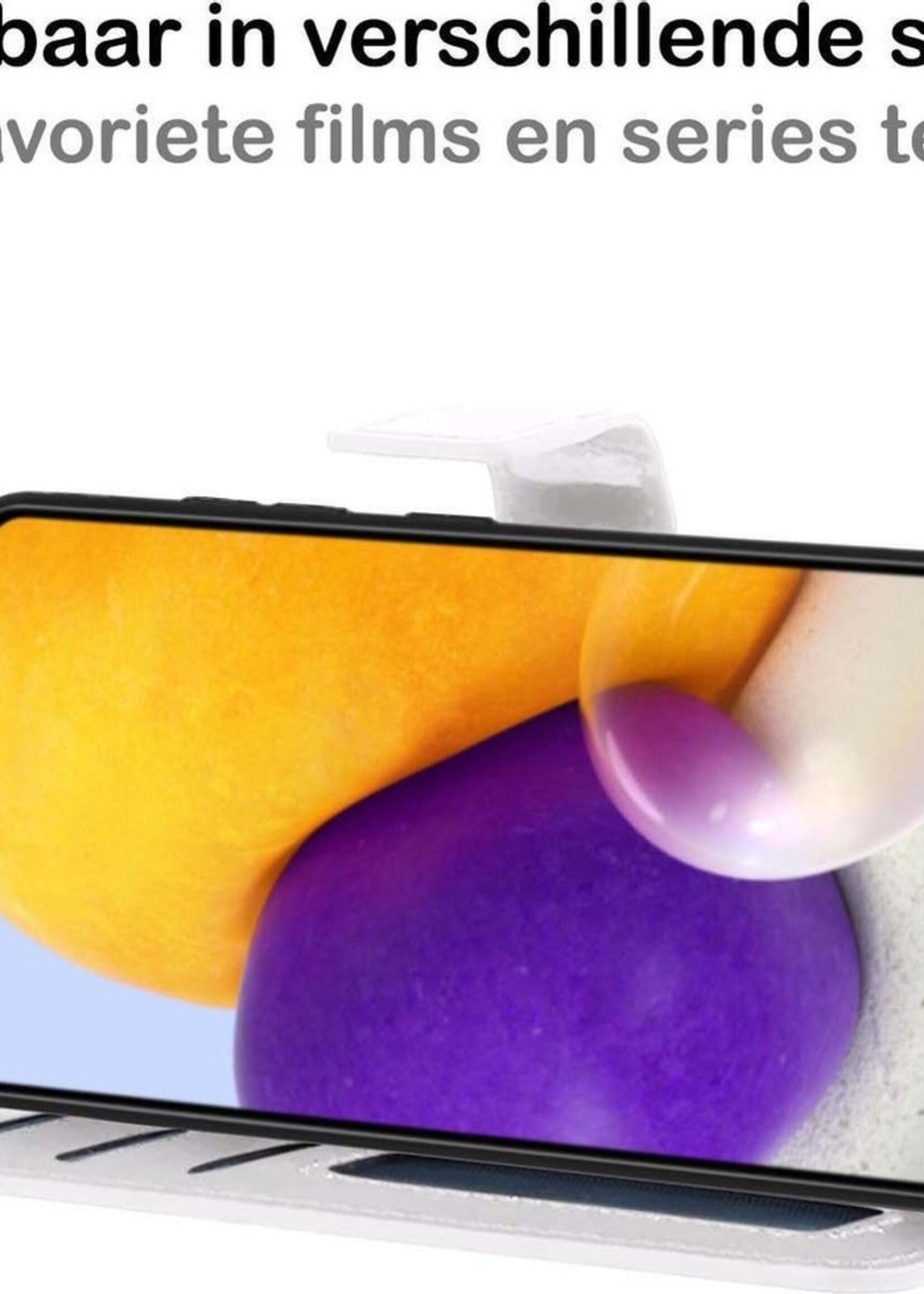 BTH Hoesje Geschikt voor Samsung A72 5G Hoesje Book Case Hoes Portemonnee Cover Walletcase Met 2x Screenprotector - Hoes Geschikt voor Samsung Galaxy A72 5G Hoes Bookcase Hoesje - Wit