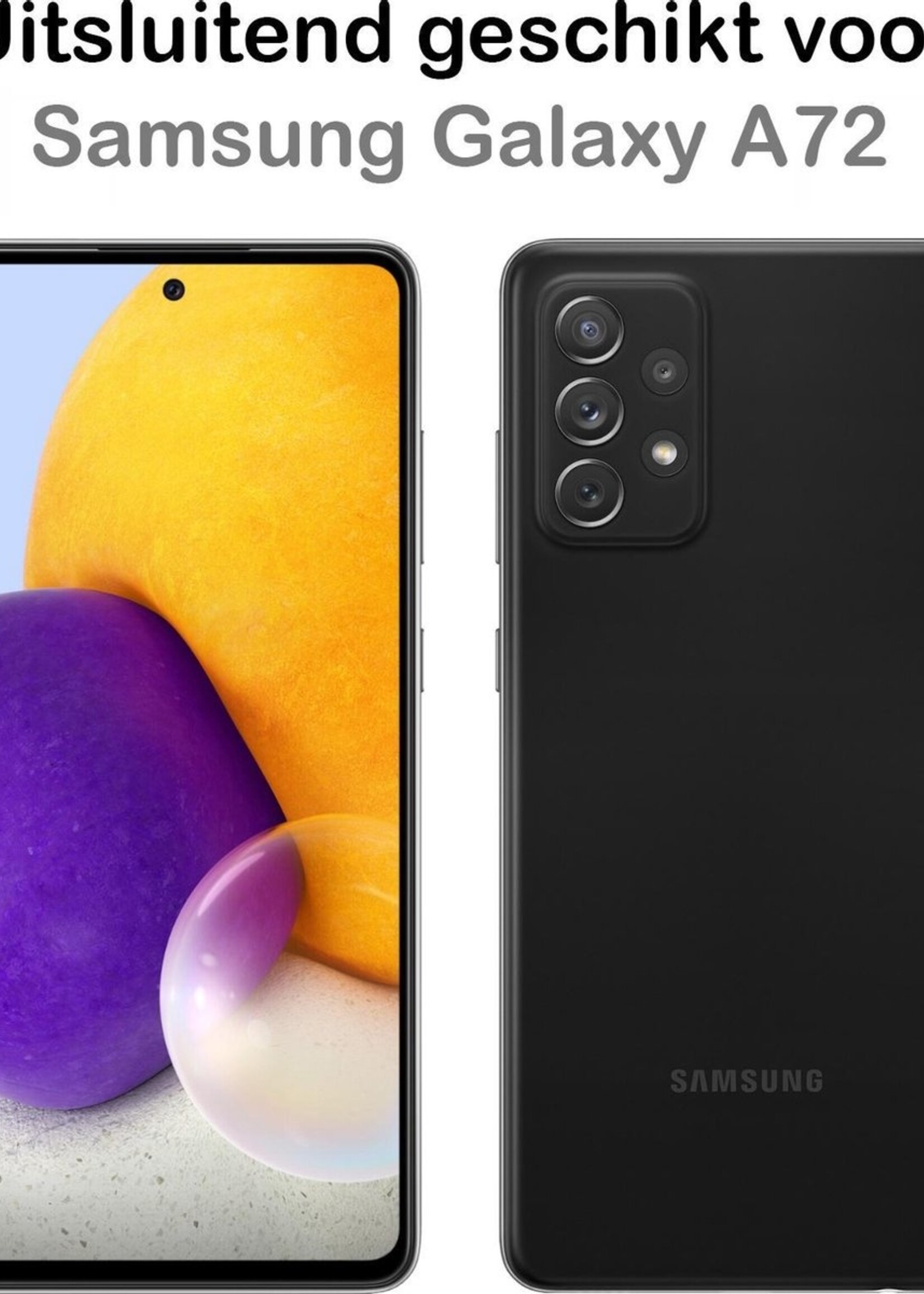 BTH Hoesje Geschikt voor Samsung A72 5G Hoesje Book Case Hoes Portemonnee Cover Walletcase Met 2x Screenprotector - Hoes Geschikt voor Samsung Galaxy A72 5G Hoes Bookcase Hoesje - Wit