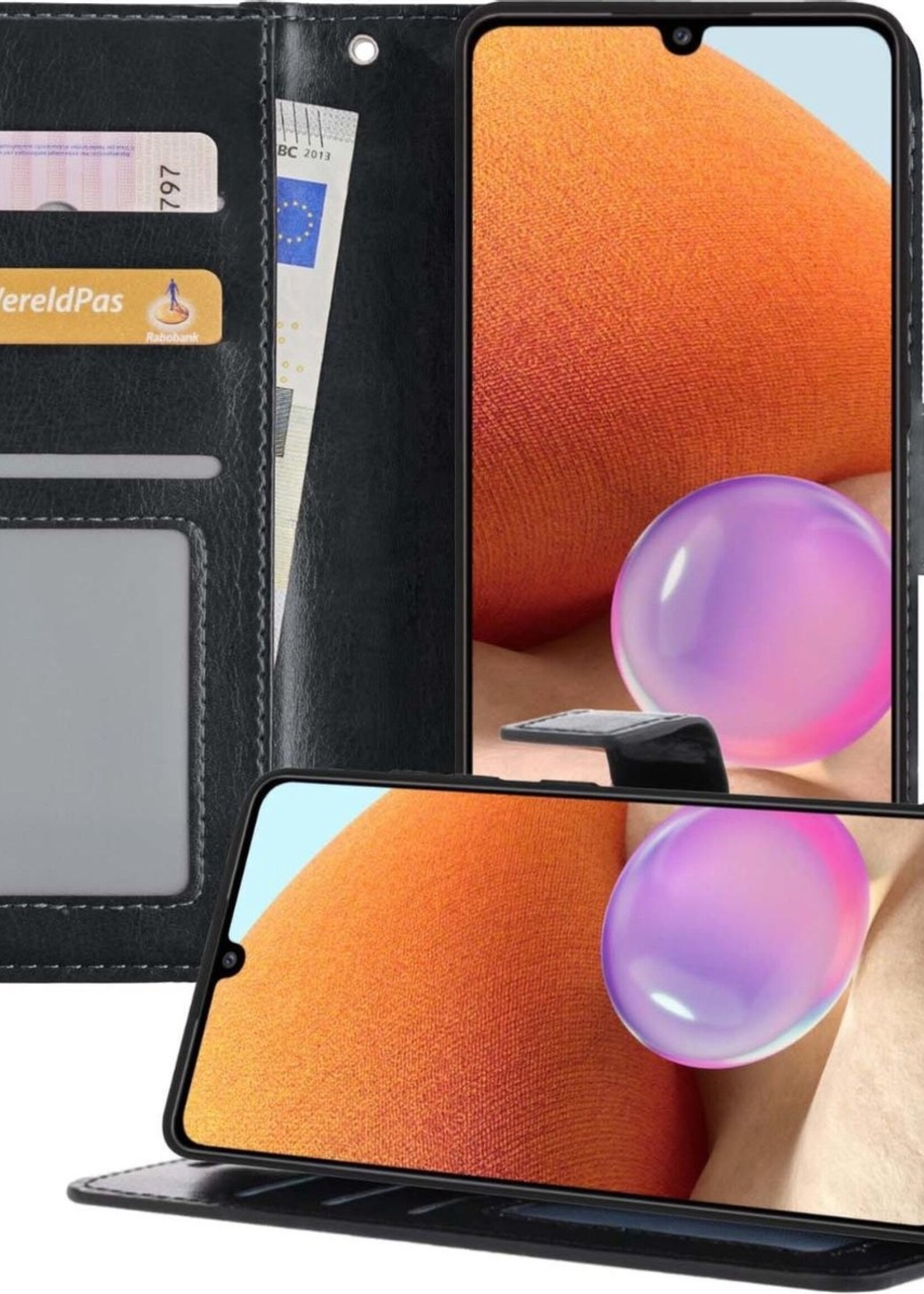 BTH Hoesje Geschikt voor Samsung A32 5G Hoesje Book Case Hoes Portemonnee Cover Walletcase - Hoes Geschikt voor Samsung Galaxy A32 5G Hoes Bookcase Hoesje - Zwart