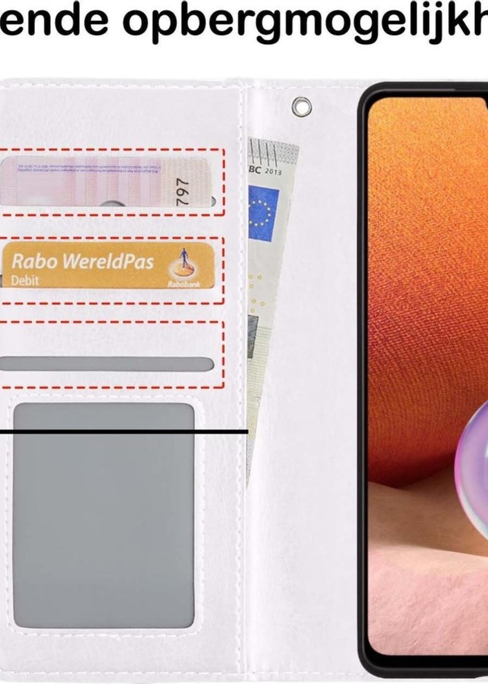 BTH Hoesje Geschikt voor Samsung A32 5G Hoesje Book Case Hoes Portemonnee Cover Walletcase - Hoes Geschikt voor Samsung Galaxy A32 5G Hoes Bookcase Hoesje - Wit