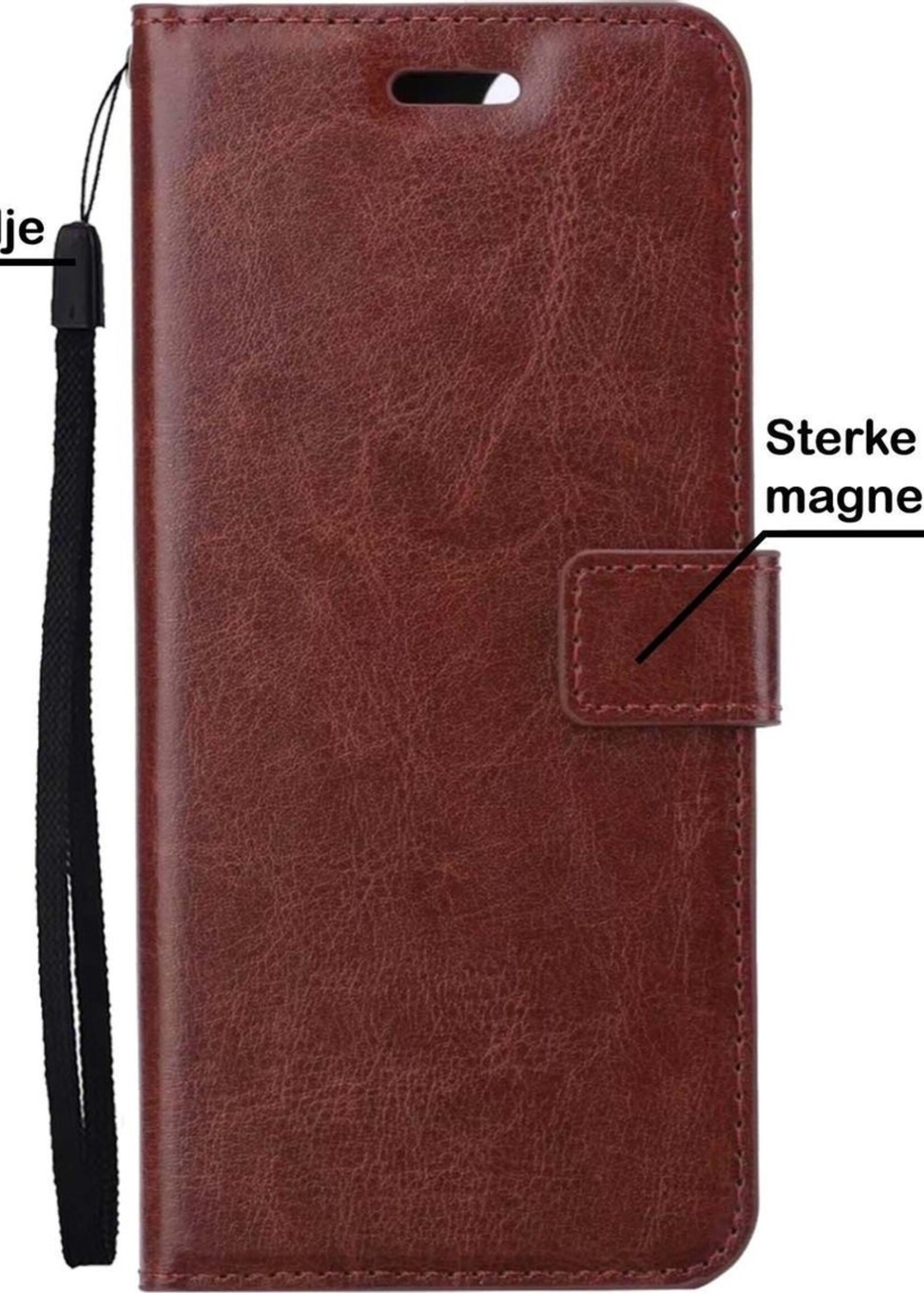 BTH Hoesje Geschikt voor Samsung A32 5G Hoesje Book Case Hoes Portemonnee Cover Walletcase Met Screenprotector - Hoes Geschikt voor Samsung Galaxy A32 5G Hoes Bookcase Hoesje - Bruin