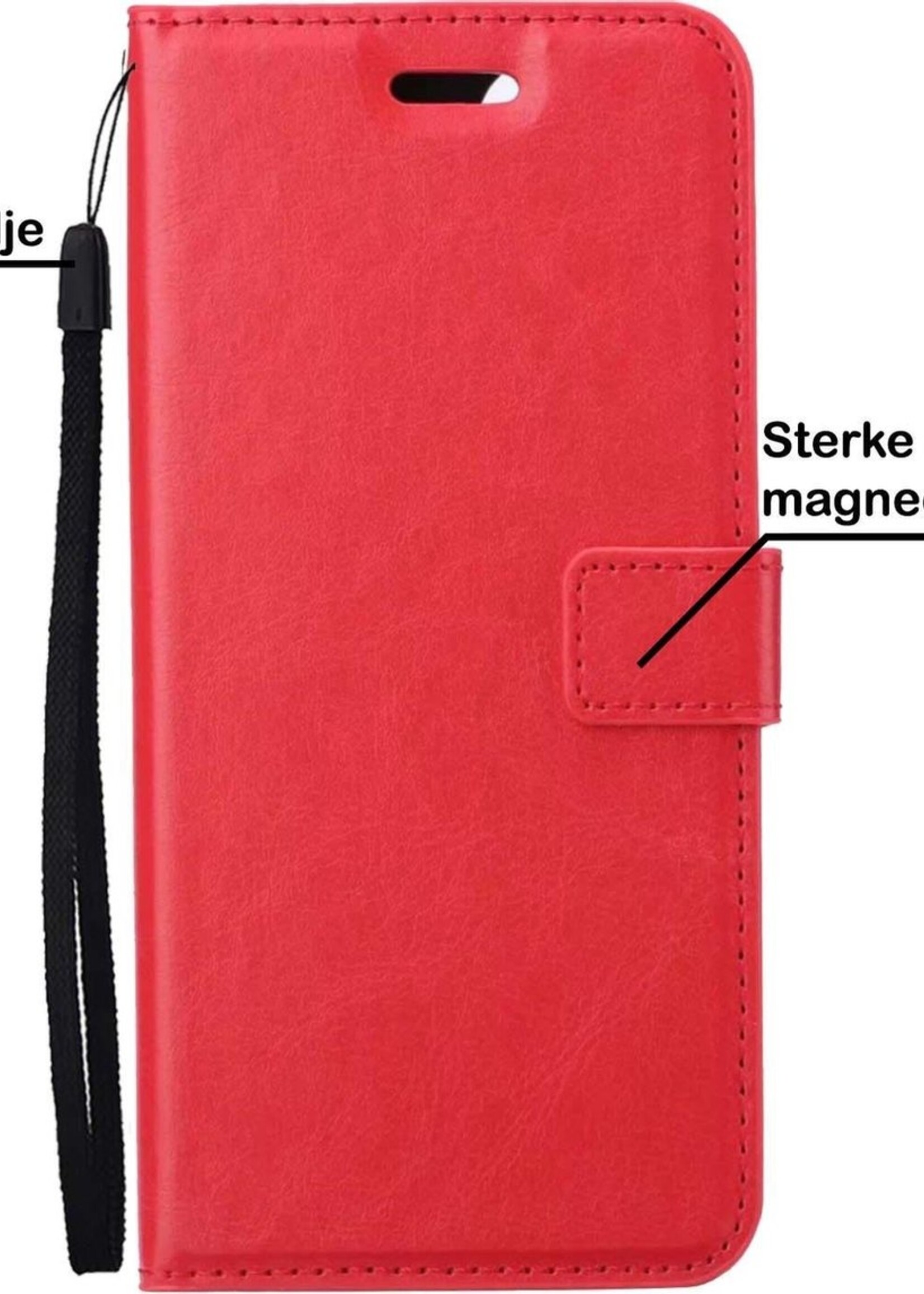 BTH Hoesje Geschikt voor Samsung A32 5G Hoesje Book Case Hoes Portemonnee Cover Walletcase Met Screenprotector - Hoes Geschikt voor Samsung Galaxy A32 5G Hoes Bookcase Hoesje - Rood