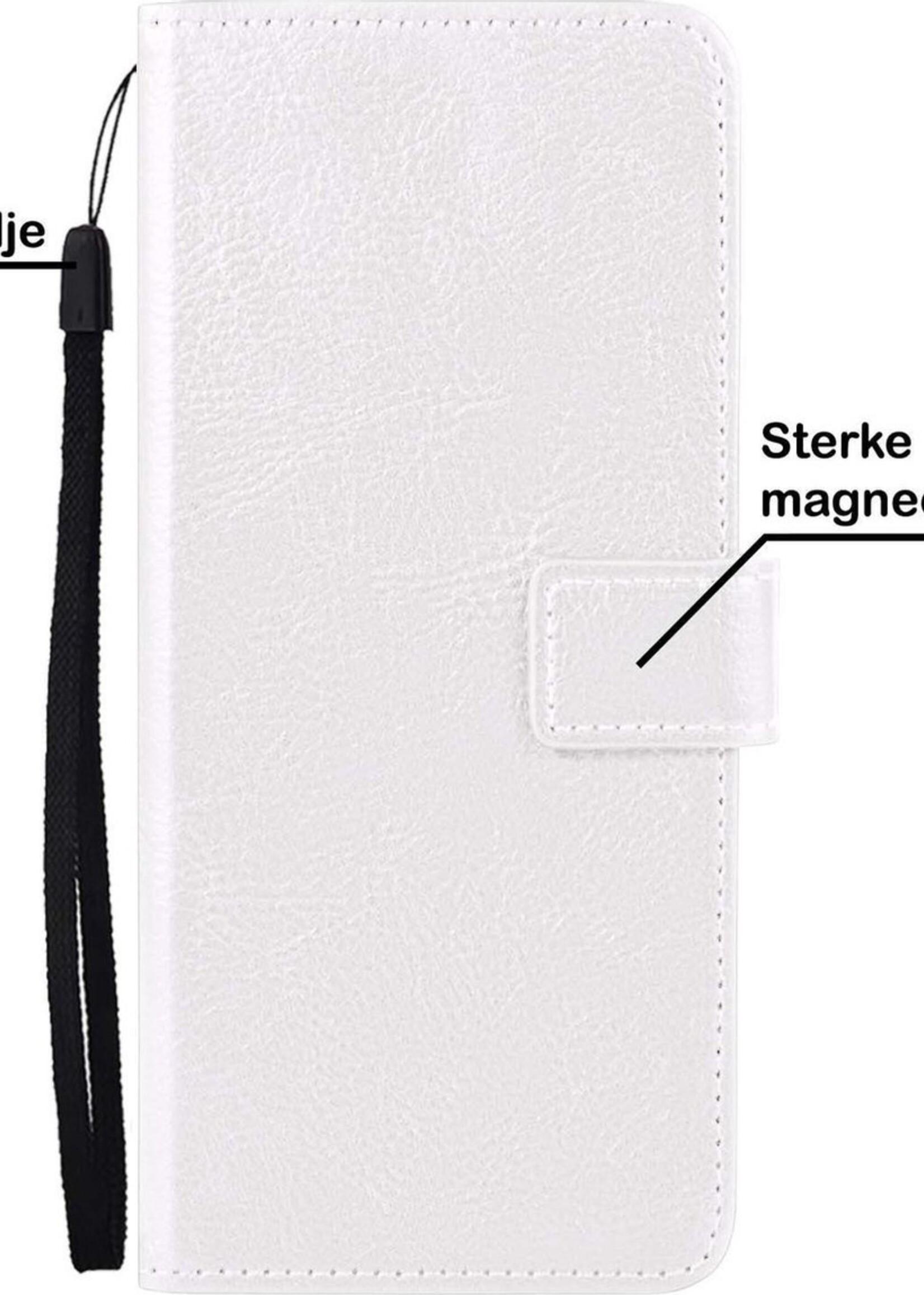 BTH Hoesje Geschikt voor Samsung A32 5G Hoesje Book Case Hoes Portemonnee Cover Walletcase Met Screenprotector - Hoes Geschikt voor Samsung Galaxy A32 5G Hoes Bookcase Hoesje - Wit