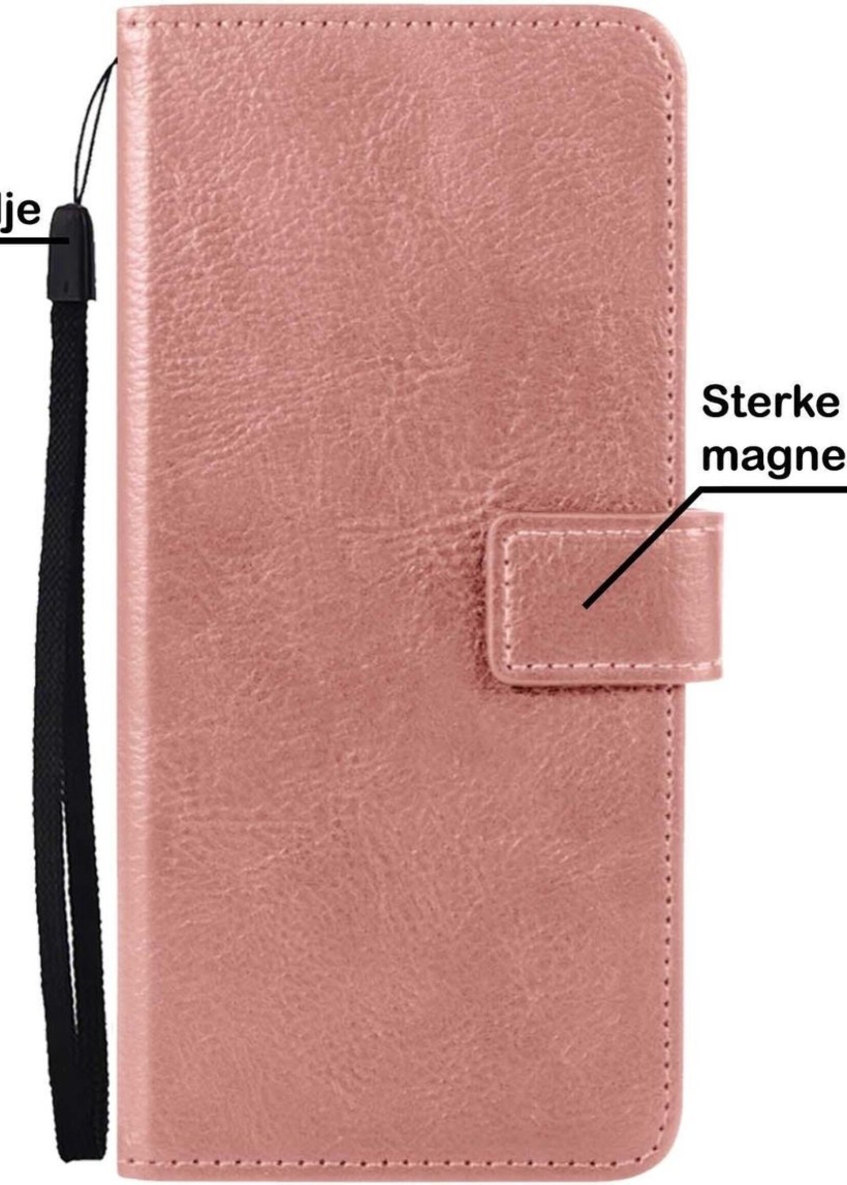 BTH Hoesje Geschikt voor Samsung A32 5G Hoesje Book Case Hoes Portemonnee Cover Walletcase Met 2x Screenprotector - Hoes Geschikt voor Samsung Galaxy A32 5G Hoes Bookcase Hoesje - Rosé goud