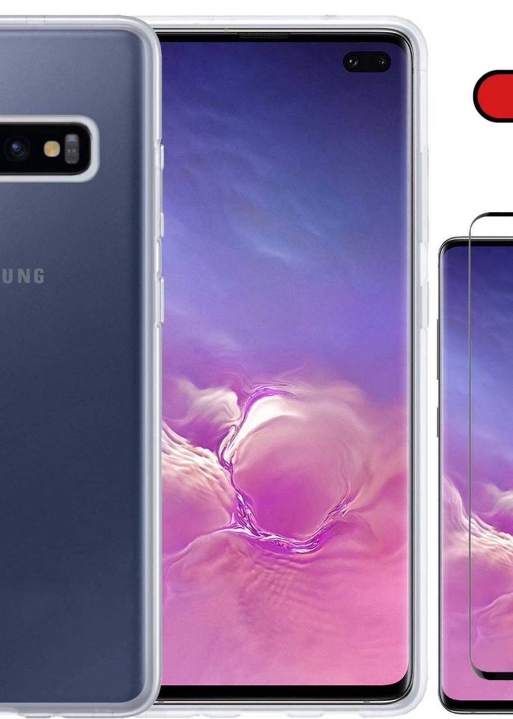 BTH Hoesje Geschikt voor Samsung S10 Hoesje Siliconen Case Hoes Met Screenprotector - Hoes Geschikt voor Samsung Galaxy S10 Hoes Cover Case - Transparant
