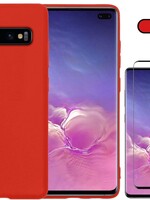 BTH BTH Samsung Galaxy S10 hoesje siliconen rood met screenprotector