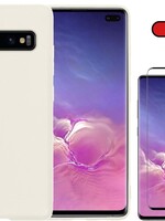 BTH BTH Samsung Galaxy S10 hoesje siliconen wit met screenprotector