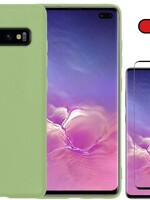 BTH BTH Samsung Galaxy S10 hoesje siliconen groen met screenprotector