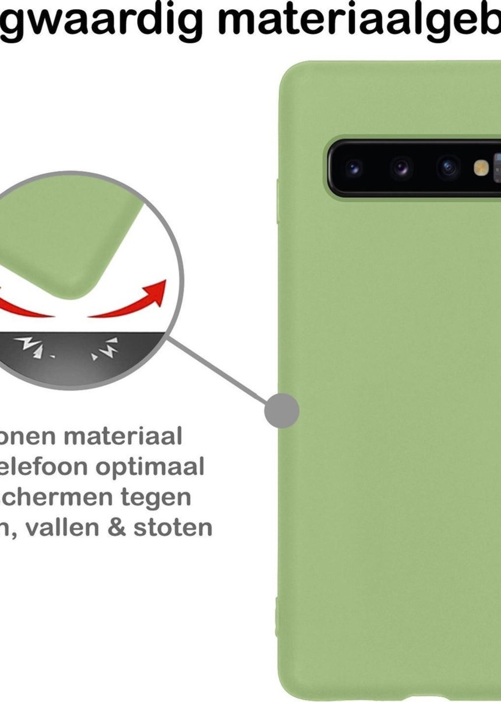 BTH Hoesje Geschikt voor Samsung S10 Hoesje Siliconen Case Hoes Met Screenprotector - Hoes Geschikt voor Samsung Galaxy S10 Hoes Cover Case - Groen