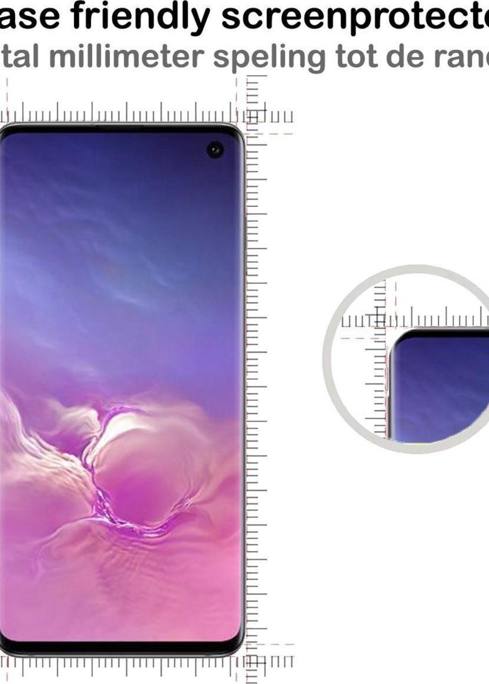 BTH Hoesje Geschikt voor Samsung S10 Hoesje Siliconen Case Hoes Met Screenprotector - Hoes Geschikt voor Samsung Galaxy S10 Hoes Cover Case - Lila