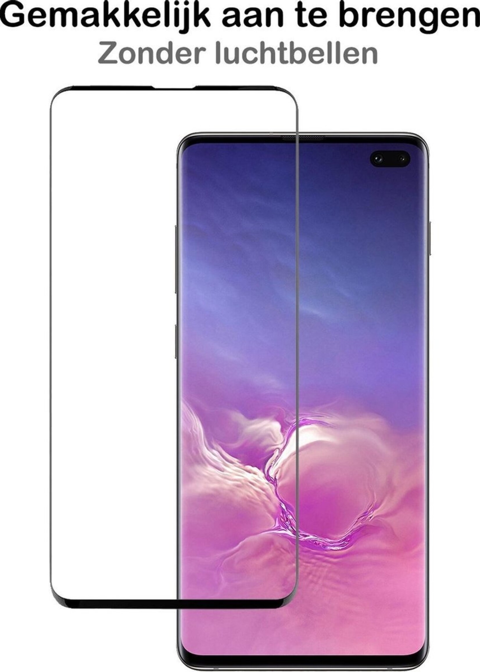BTH Hoesje Geschikt voor Samsung S10 Hoesje Siliconen Case Hoes Met Screenprotector - Hoes Geschikt voor Samsung Galaxy S10 Hoes Cover Case - Lila
