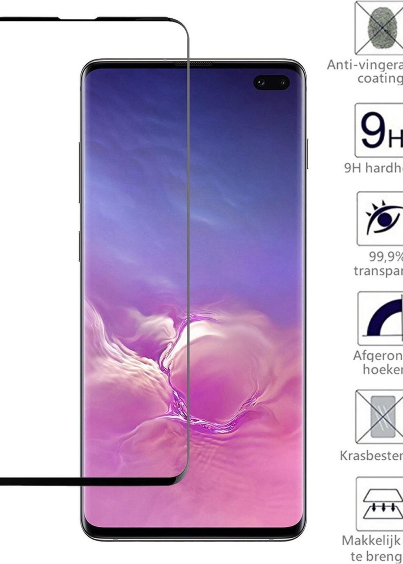 BTH Hoesje Geschikt voor Samsung S10 Hoesje Siliconen Case Hoes Met Screenprotector - Hoes Geschikt voor Samsung Galaxy S10 Hoes Cover Case - Lila