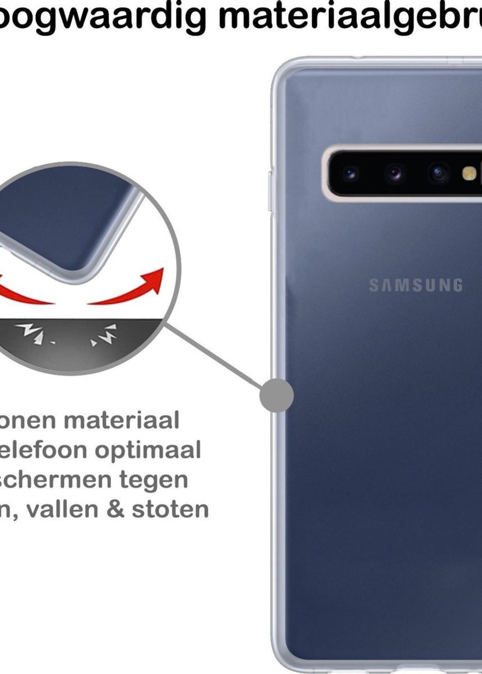 BTH Hoesje Geschikt voor Samsung S10 Hoesje Siliconen Case Hoes Met 2x Screenprotector - Hoes Geschikt voor Samsung Galaxy S10 Hoes Cover Case - Transparant