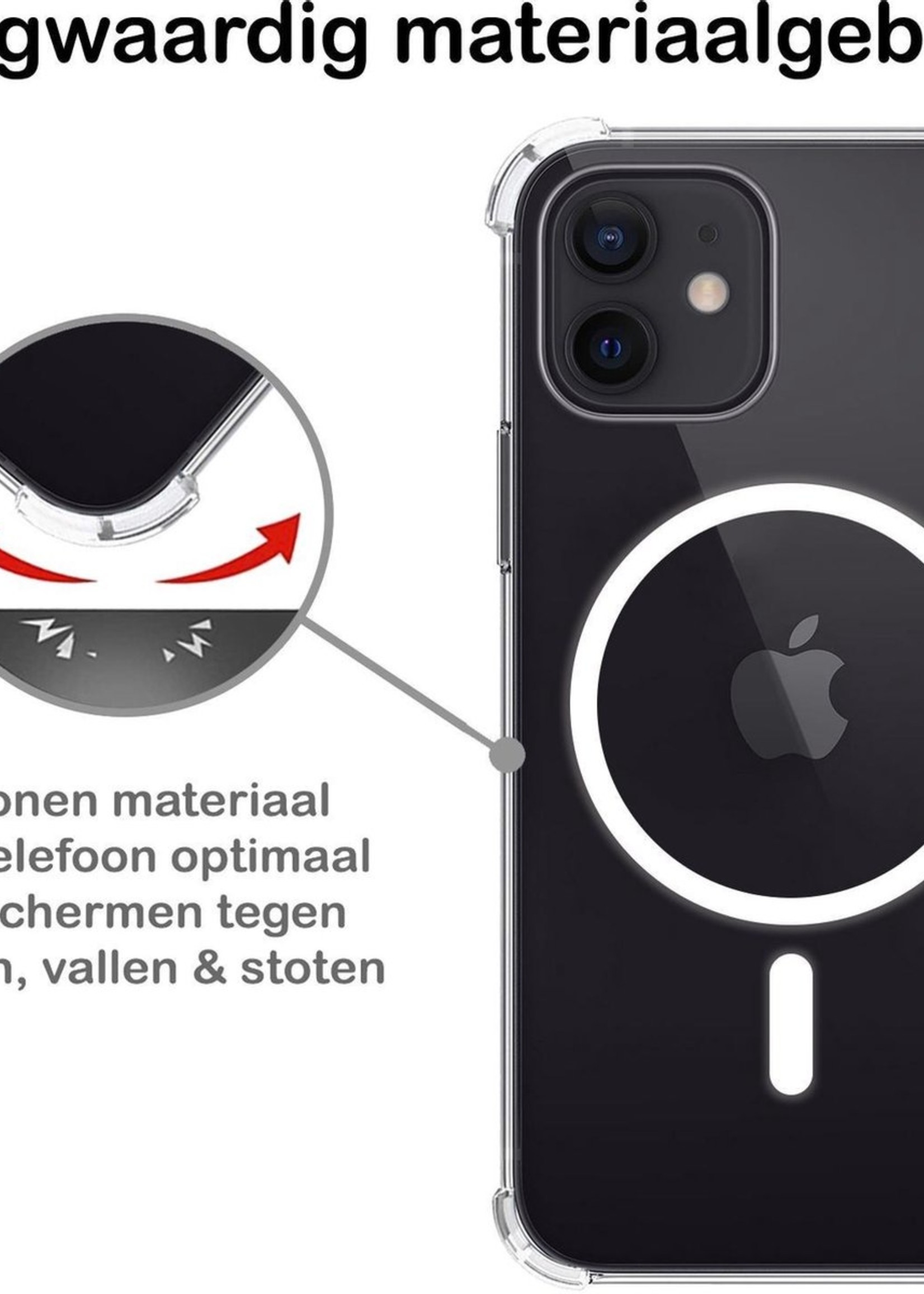 BTH Hoesje Geschikt voor iPhone 12 Mini Hoesje Geschikt voor Magsafe Hoesje Shock Proof Cover Met Screenprotector - Hoes Geschikt voor iPhone 12 Mini Hoesje Magsafe Case Shockproof - Transparant