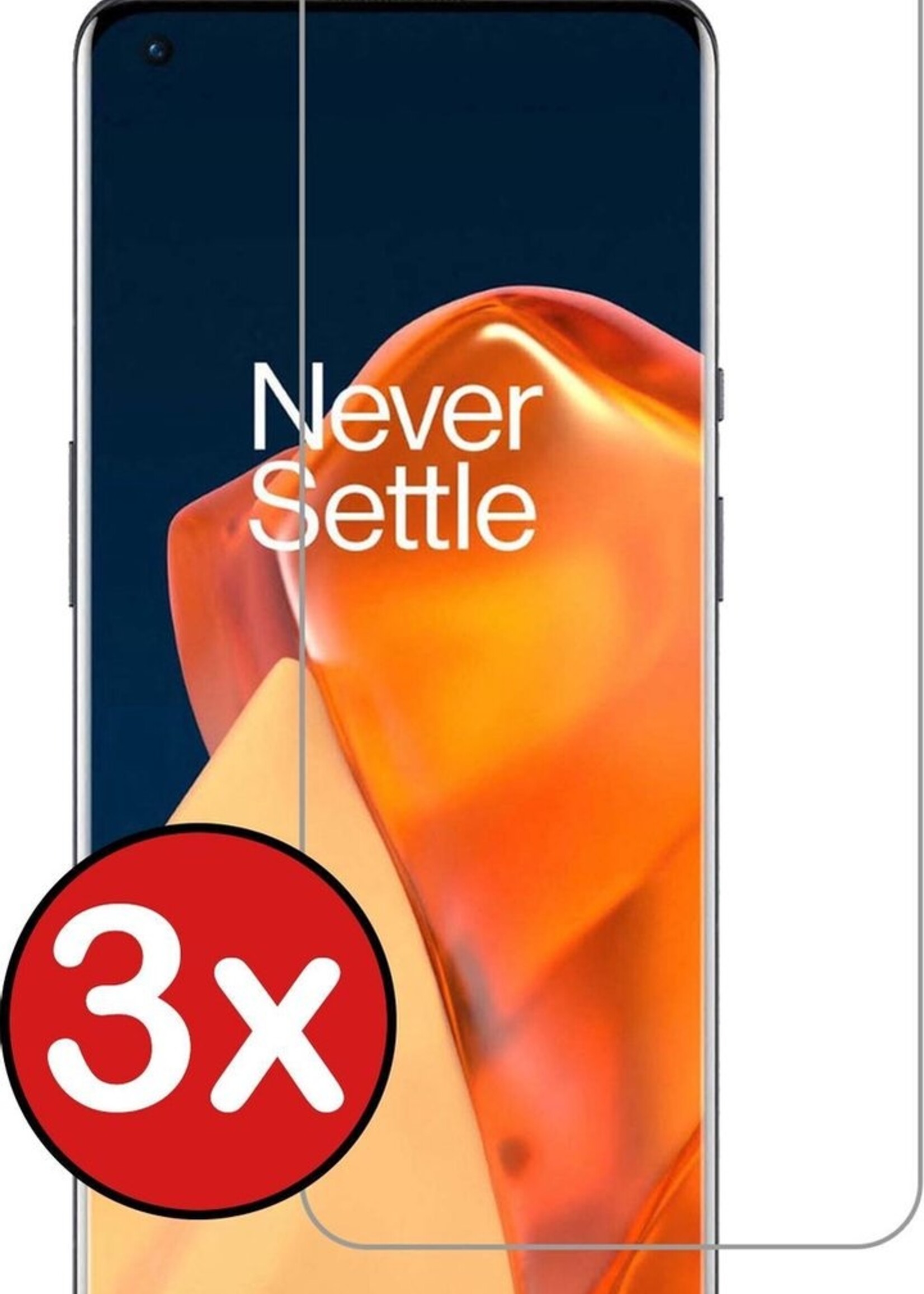 BTH Screenprotector Geschikt voor OnePlus 9 Screenprotector Glas Gehard Tempered Glass - Screenprotector Geschikt voor OnePlus 9 Screen Protector Screen Cover - 3 PACK