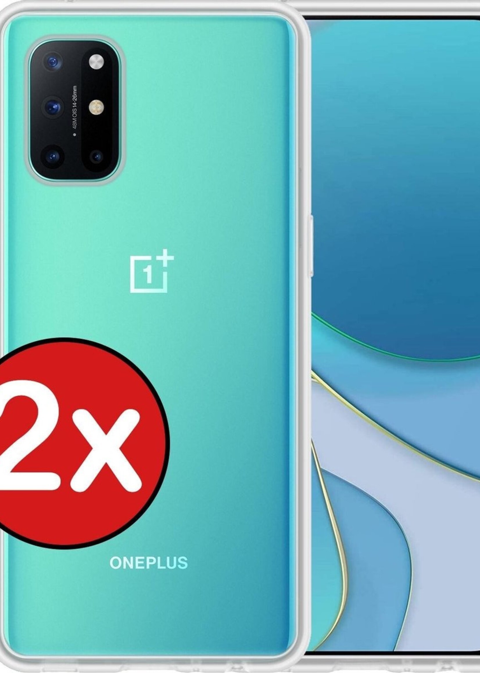 BTH Hoesje Geschikt voor OnePlus 8T Hoesje Siliconen Case Hoes - Hoes Geschikt voor OnePlus 8T Hoes Cover Case - Transparant - 2 PACK