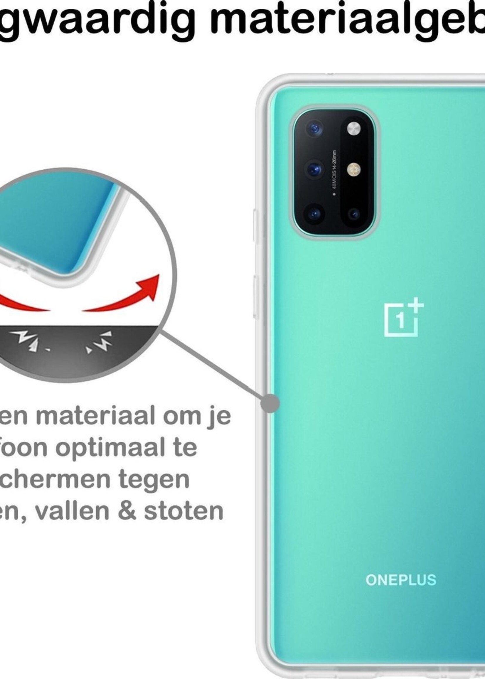 BTH Hoesje Geschikt voor OnePlus 8T Hoesje Siliconen Case Hoes - Hoes Geschikt voor OnePlus 8T Hoes Cover Case - Transparant - 2 PACK