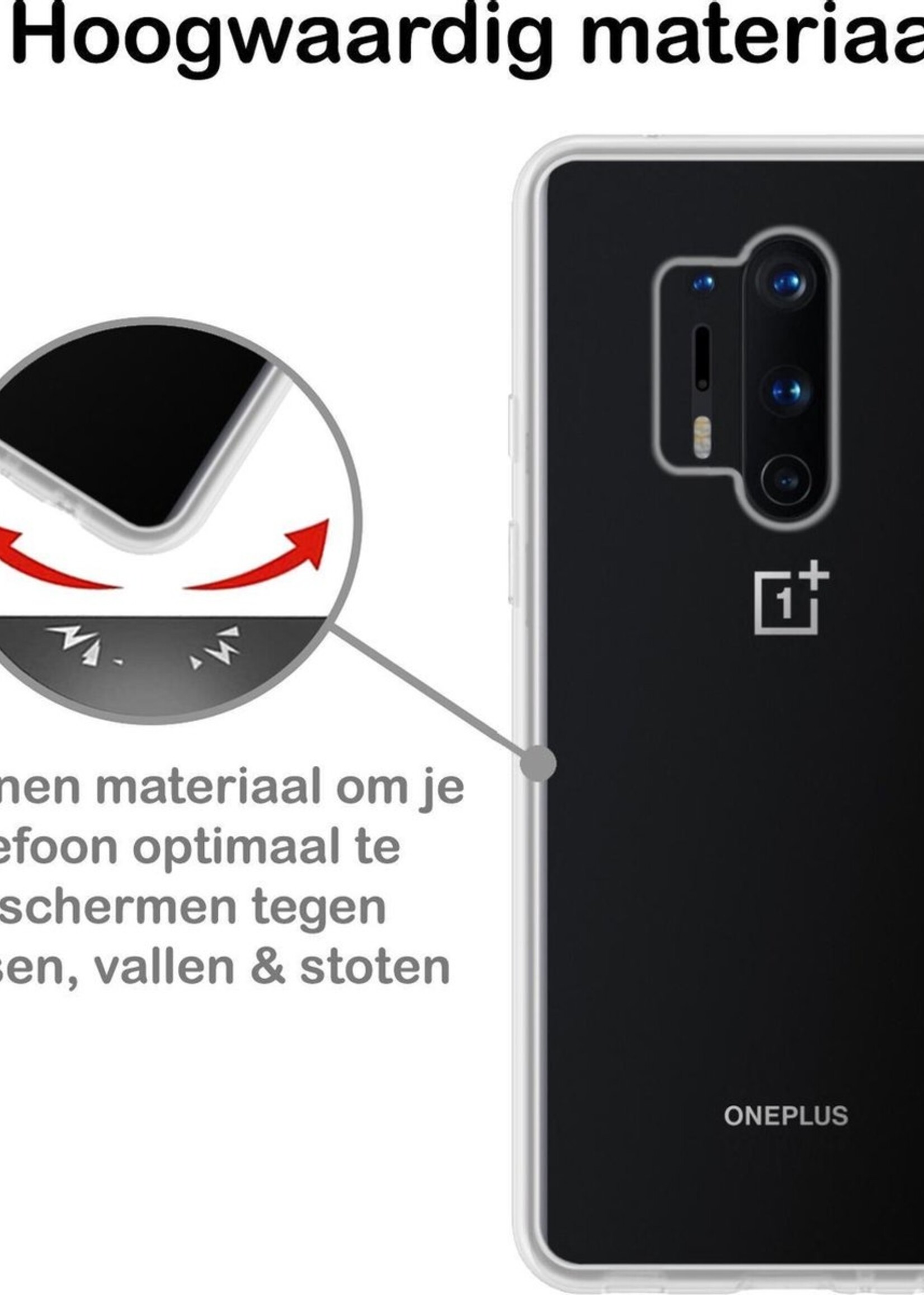 BTH Hoesje Geschikt voor OnePlus 8 Pro Hoesje Siliconen Case Hoes - Hoes Geschikt voor OnePlus 8 Pro Hoes Cover Case - Transparant