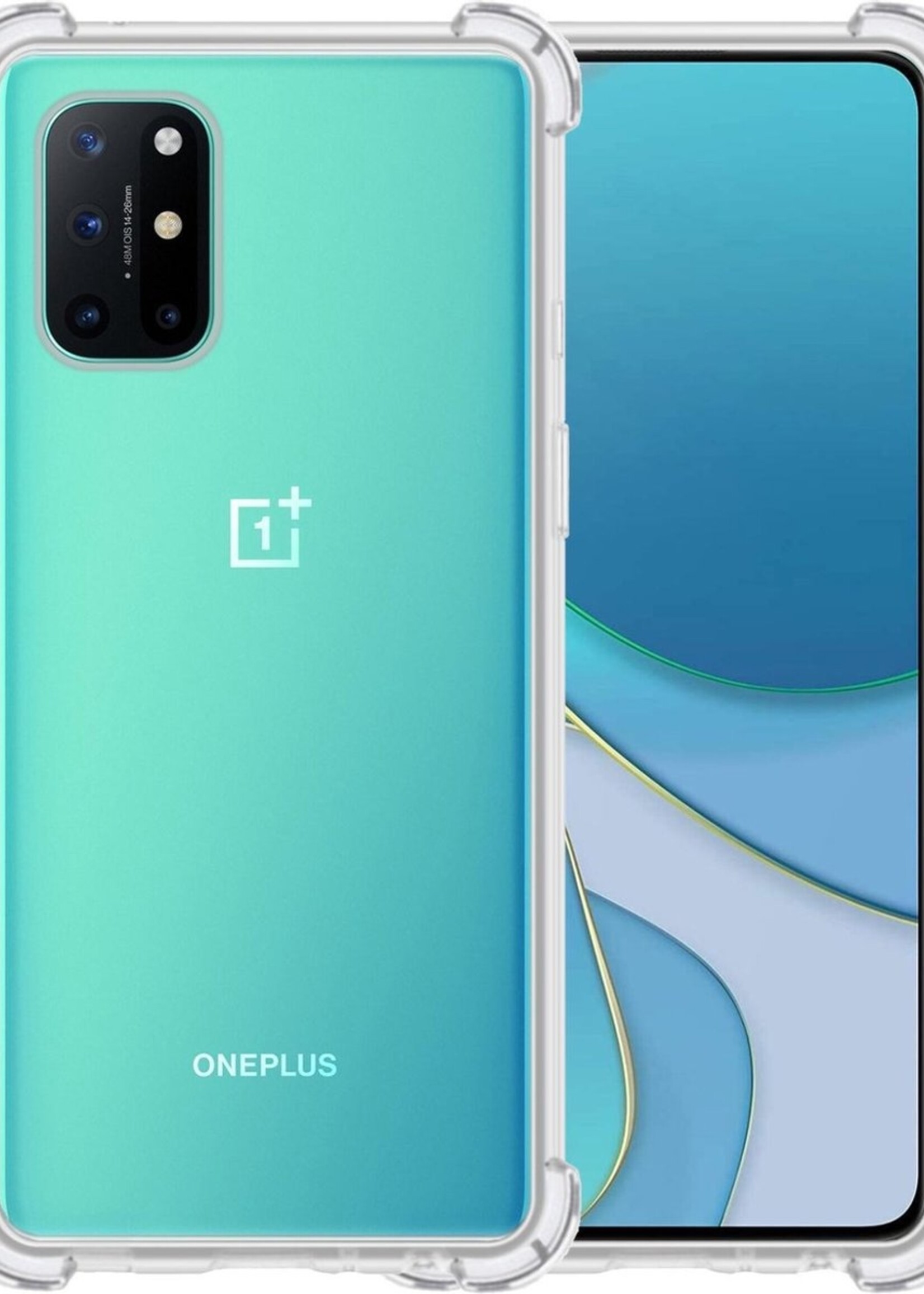 BTH Hoesje Geschikt voor OnePlus 8T Hoesje Siliconen Shock Proof Case Hoes - Hoes Geschikt voor OnePlus 8T Hoes Cover Case Shockproof - Transparant