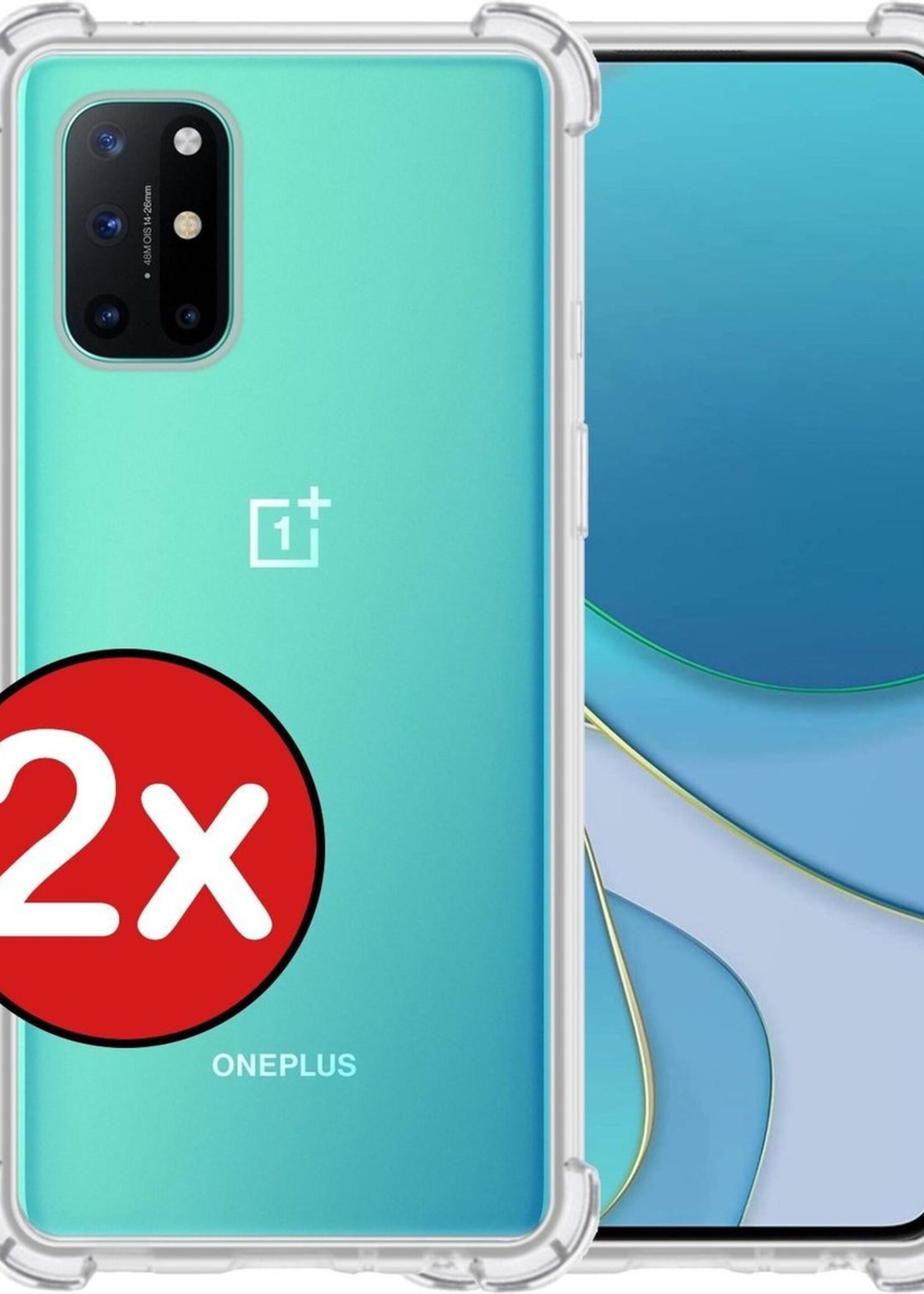 BTH Hoesje Geschikt voor OnePlus 8T Hoesje Siliconen Shock Proof Case Hoes - Hoes Geschikt voor OnePlus 8T Hoes Cover Case Shockproof - Transparant - 2 PACK