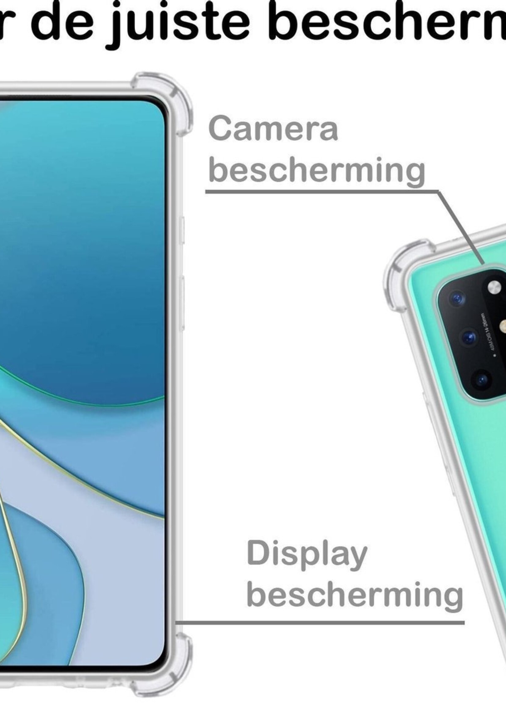 BTH Hoesje Geschikt voor OnePlus 8T Hoesje Siliconen Shock Proof Case Hoes - Hoes Geschikt voor OnePlus 8T Hoes Cover Case Shockproof - Transparant - 2 PACK