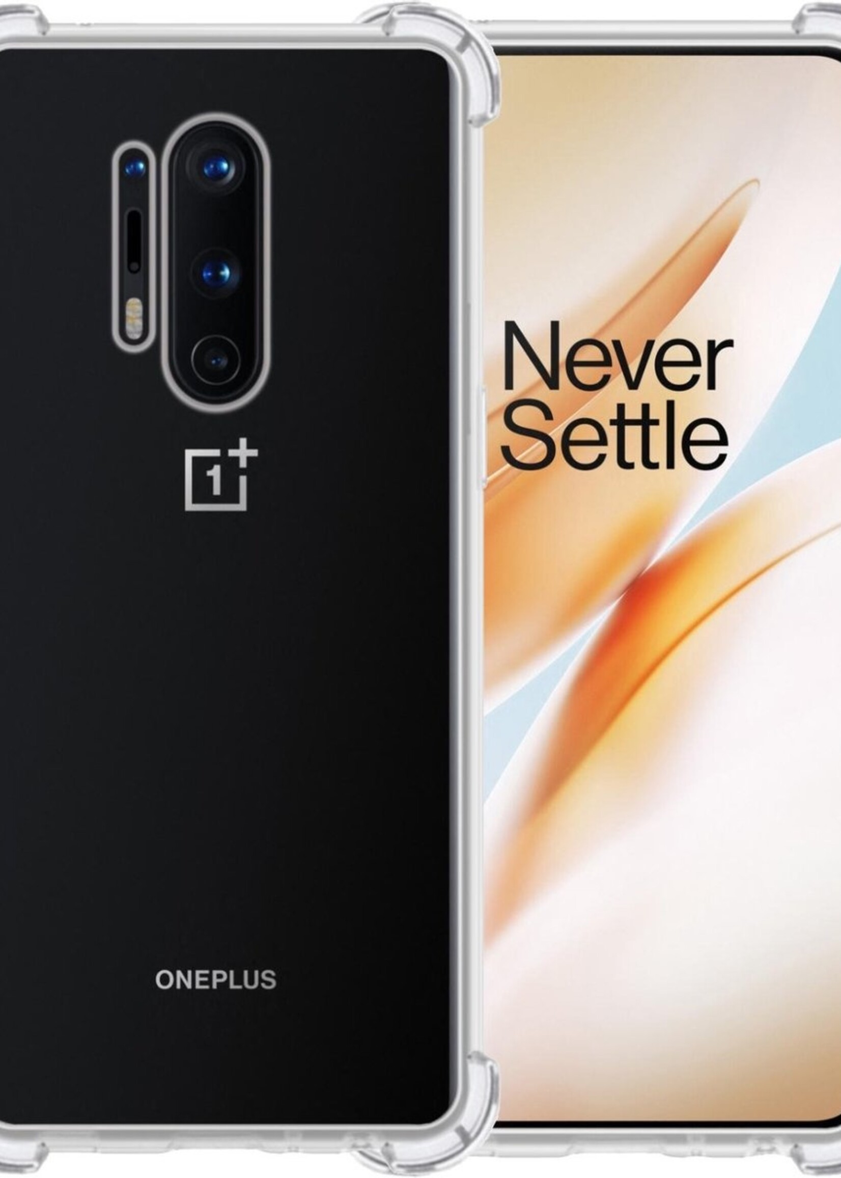 BTH Hoesje Geschikt voor OnePlus 8 Pro Hoesje Siliconen Shock Proof Case Hoes - Hoes Geschikt voor OnePlus 8 Pro Hoes Cover Case Shockproof - Transparant