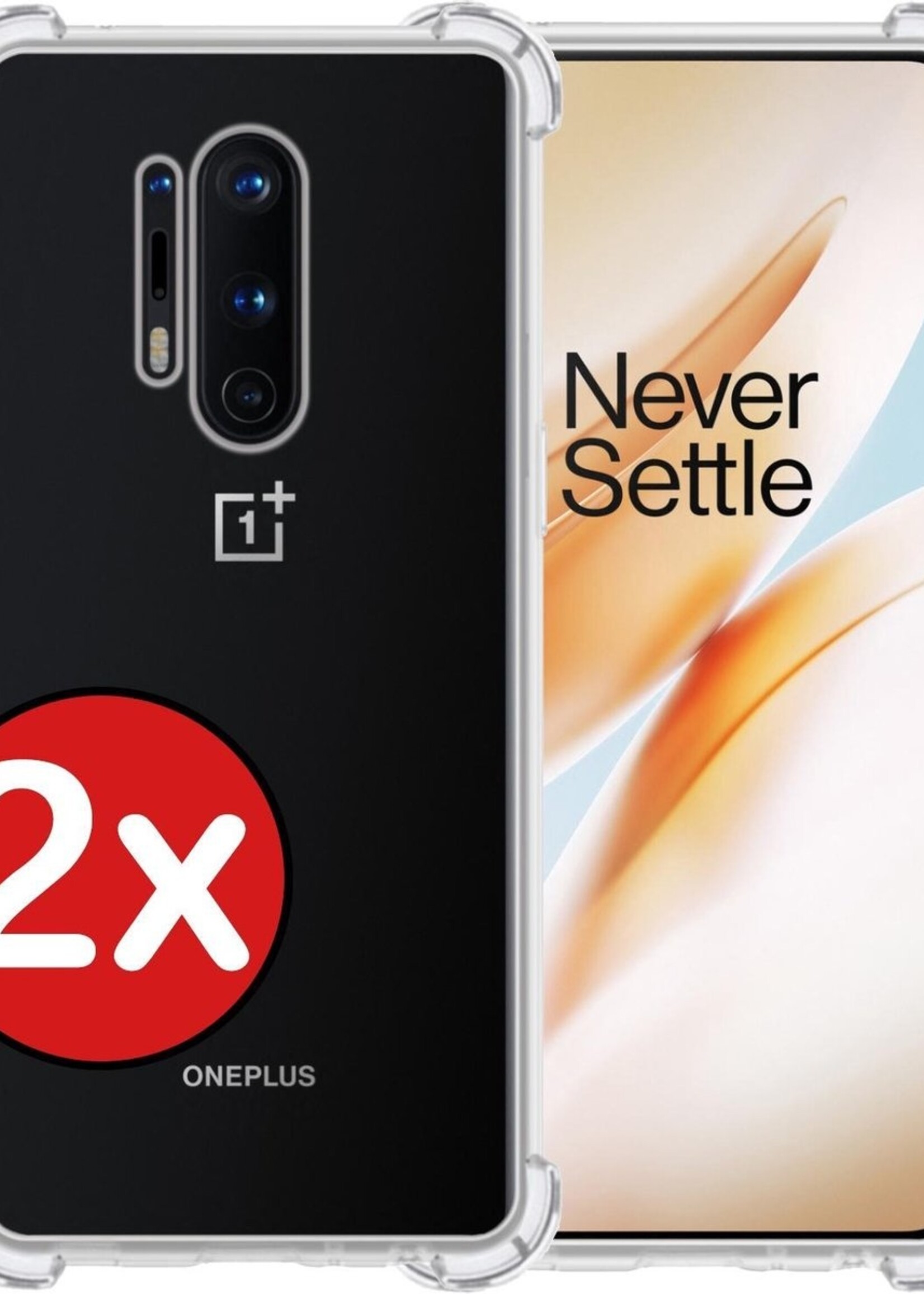 BTH Hoesje Geschikt voor OnePlus 8 Pro Hoesje Siliconen Shock Proof Case Hoes - Hoes Geschikt voor OnePlus 8 Pro Hoes Cover Case Shockproof - Transparant - 2 PACK