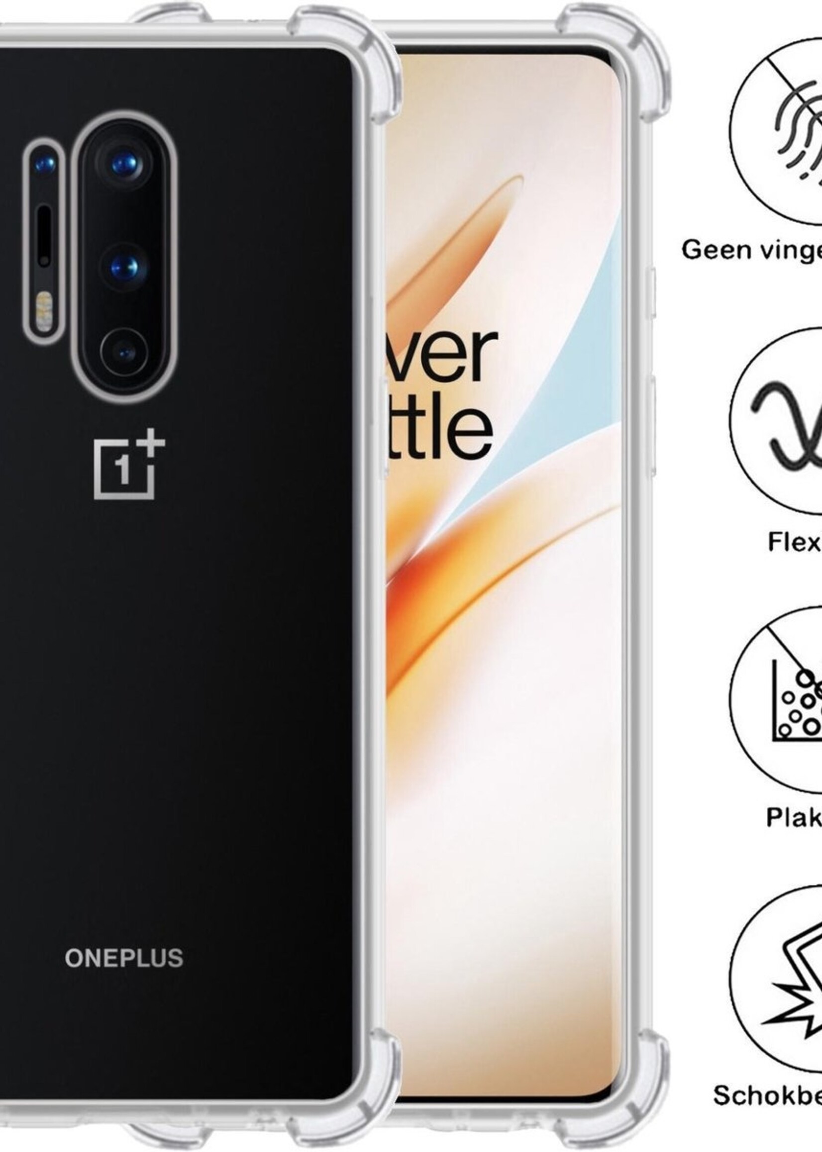 BTH Hoesje Geschikt voor OnePlus 8 Pro Hoesje Siliconen Shock Proof Case Hoes - Hoes Geschikt voor OnePlus 8 Pro Hoes Cover Case Shockproof - Transparant - 2 PACK