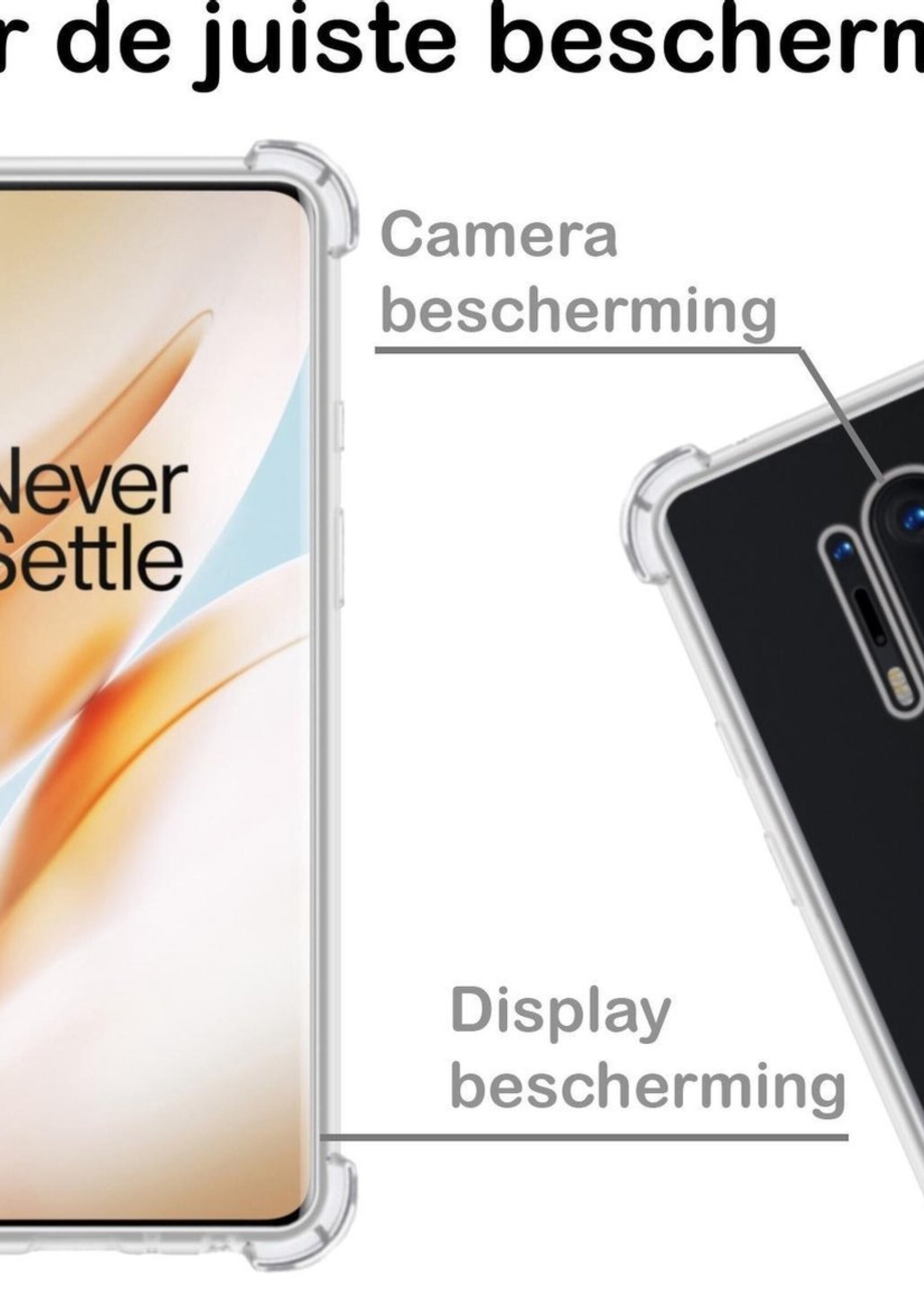 BTH Hoesje Geschikt voor OnePlus 8 Pro Hoesje Siliconen Shock Proof Case Hoes - Hoes Geschikt voor OnePlus 8 Pro Hoes Cover Case Shockproof - Transparant - 2 PACK