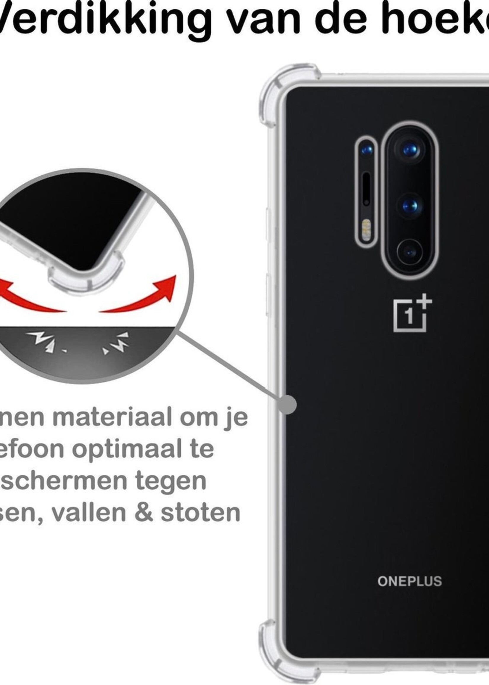 BTH Hoesje Geschikt voor OnePlus 8 Pro Hoesje Siliconen Shock Proof Case Hoes - Hoes Geschikt voor OnePlus 8 Pro Hoes Cover Case Shockproof - Transparant - 2 PACK