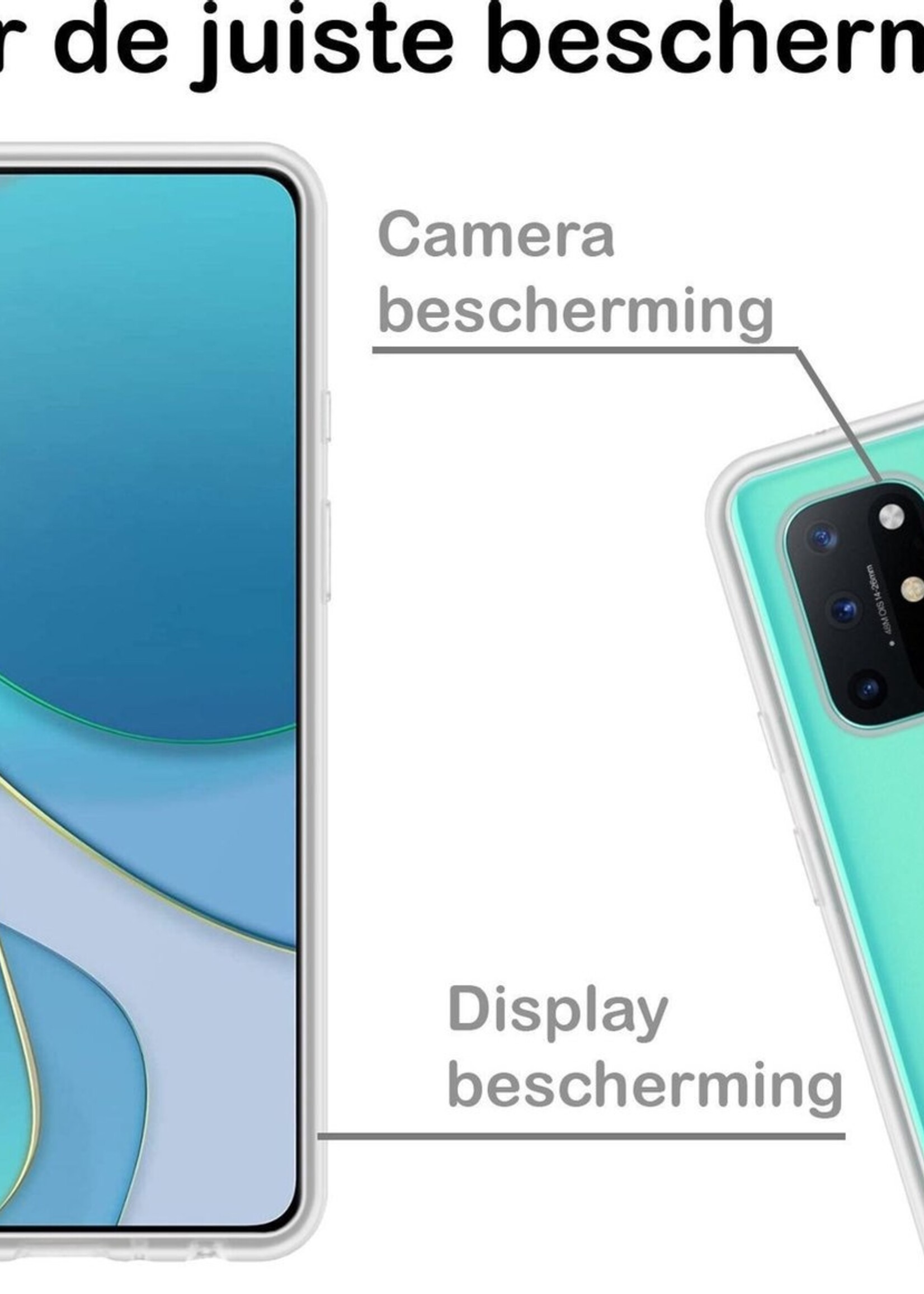 BTH Hoesje Geschikt voor OnePlus 8T Hoesje Siliconen Case Hoes Met 2x Screenprotector - Hoes Geschikt voor OnePlus 8T Hoes Cover Case - Transparant