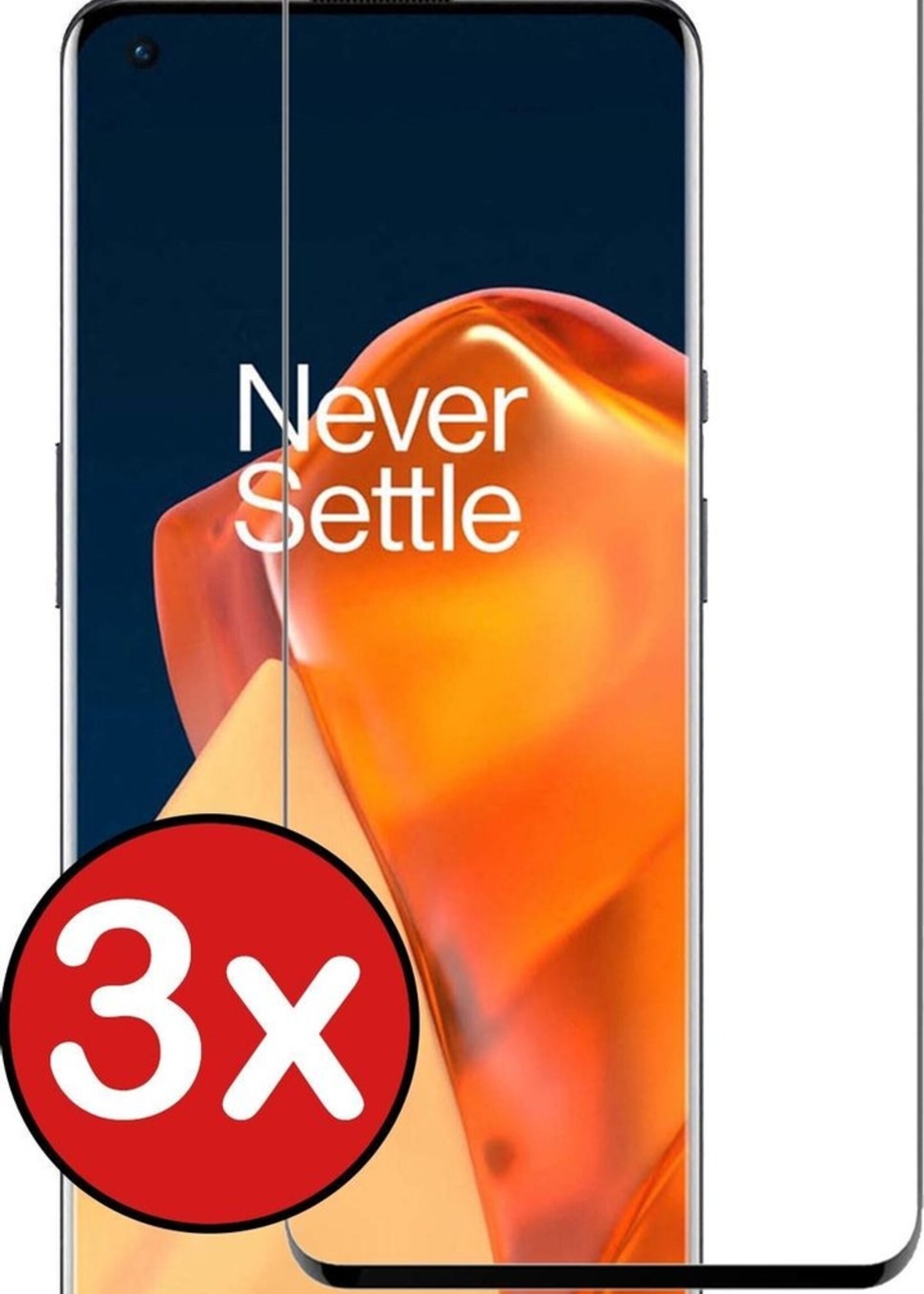 BTH Screenprotector Geschikt voor OnePlus 9 Pro Screenprotector Glas Gehard Tempered Glass Full Cover - Screenprotector Geschikt voor OnePlus 9 Pro Screen Protector Screen Cover - 3 PACK