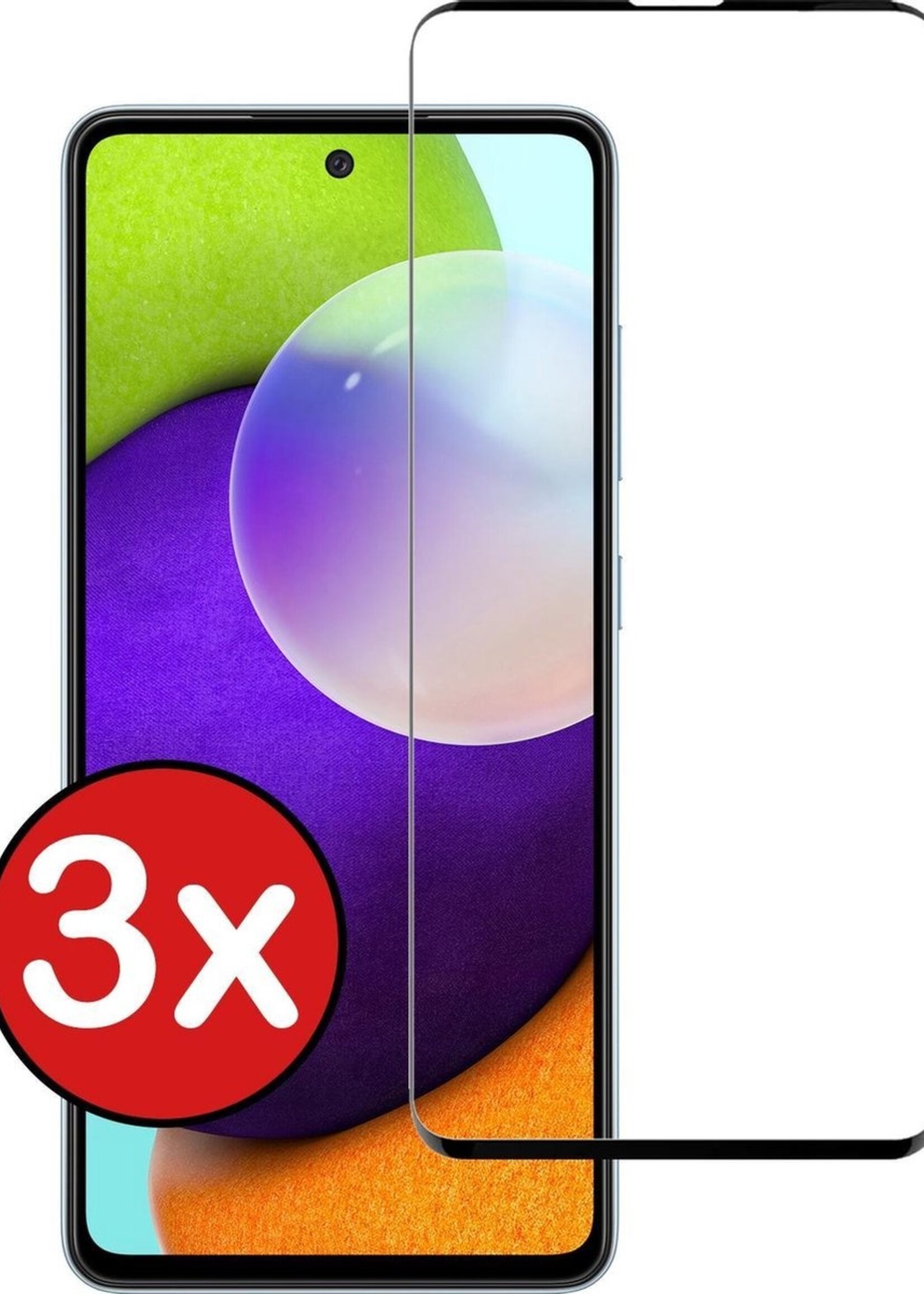 BTH Screenprotector Geschikt voor Samsung A52 Screenprotector Glas Gehard Tempered Glass Full Cover - Screenprotector Geschikt voor Samsung Galaxy A52 Screen Protector Screen Cover - 3 PACK