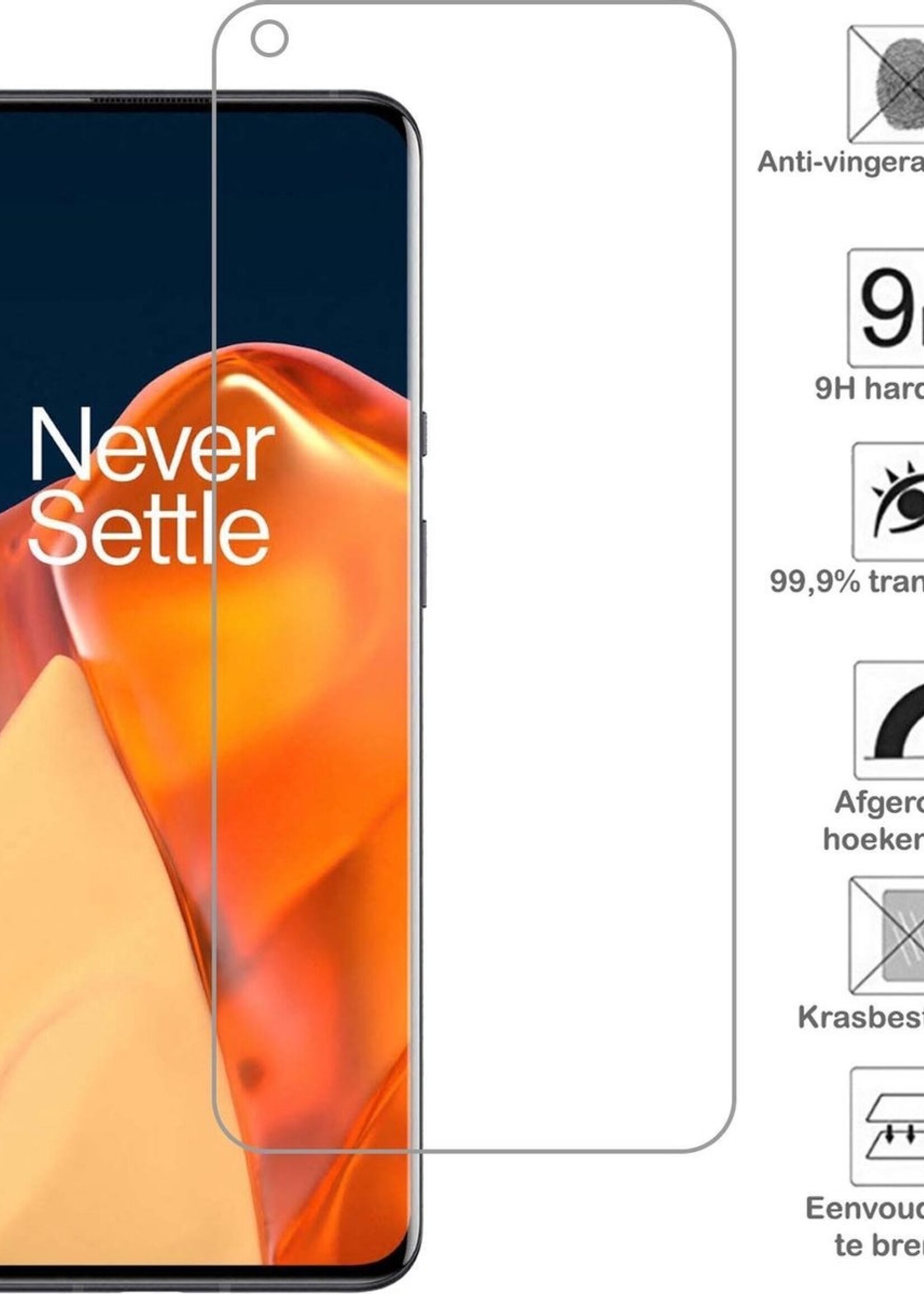 BTH Hoesje Geschikt voor OnePlus 9 Hoesje Siliconen Shock Proof Case Hoes Met Screenprotector - Hoes Geschikt voor OnePlus 9 Hoes Cover Case Shockproof - Transparant