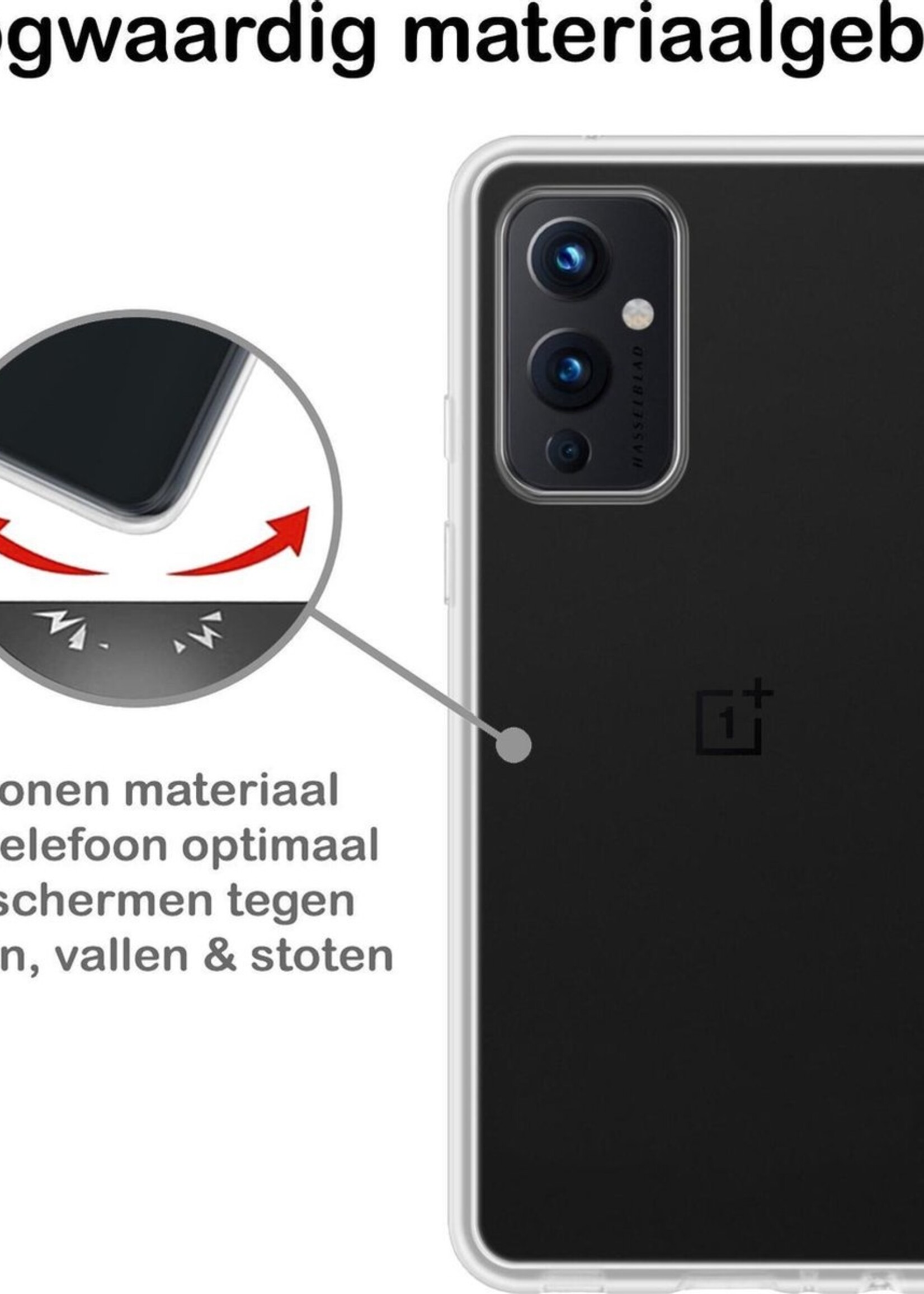BTH Hoesje Geschikt voor OnePlus 9 Hoesje Siliconen Case Hoes Met Screenprotector - Hoes Geschikt voor OnePlus 9 Hoes Cover Case - Transparant