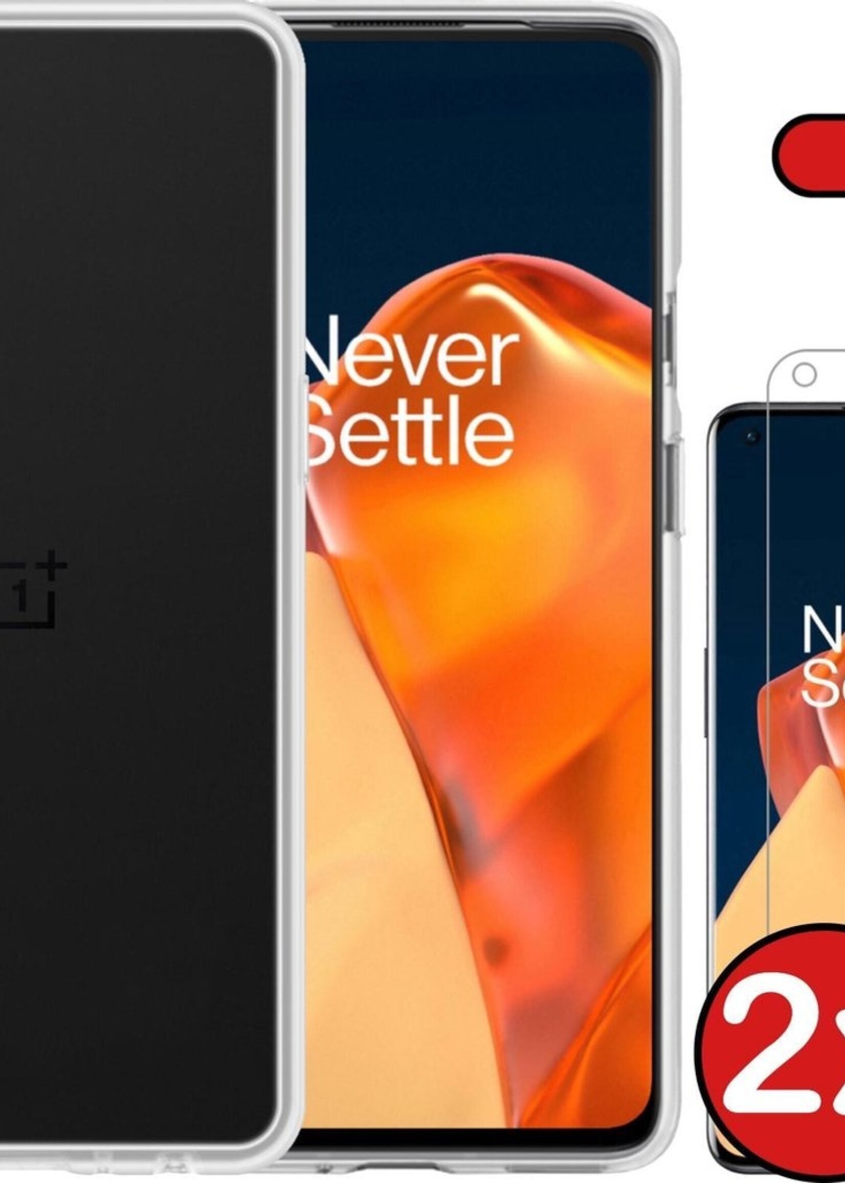 BTH Hoesje Geschikt voor OnePlus 9 Hoesje Siliconen Case Hoes Met 2x Screenprotector - Hoes Geschikt voor OnePlus 9 Hoes Cover Case - Transparant