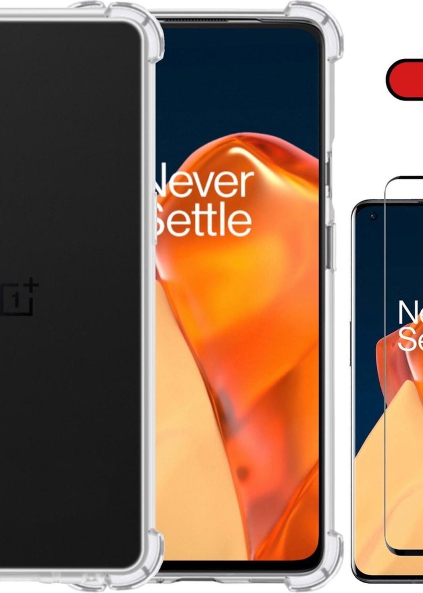 BTH Hoesje Geschikt voor OnePlus 9 Pro Hoesje Siliconen Shock Proof Case Hoes Met Screenprotector - Hoes Geschikt voor OnePlus 9 Pro Hoes Cover Case Shockproof - Transparant