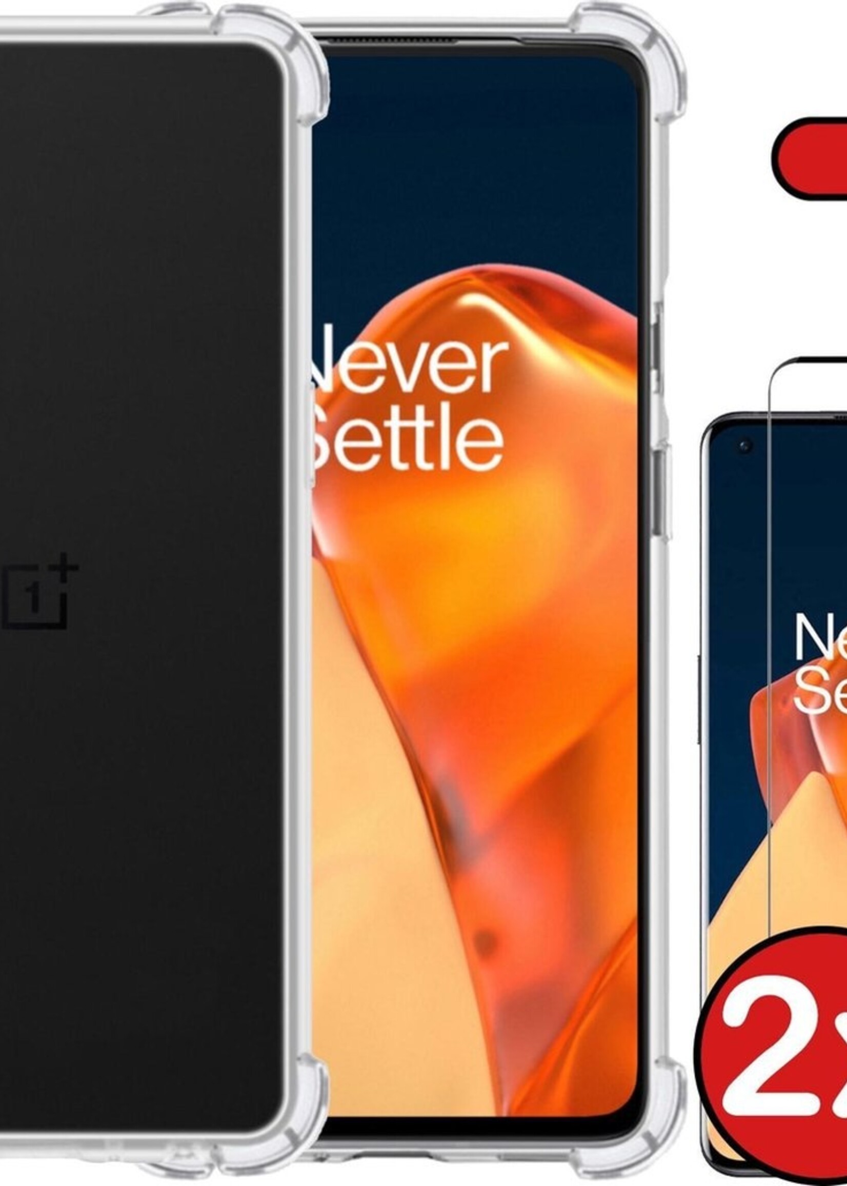BTH Hoesje Geschikt voor OnePlus 9 Pro Hoesje Siliconen Shock Proof Case Hoes Met 2x Screenprotector - Hoes Geschikt voor OnePlus 9 Pro Hoes Cover Case Shockproof - Transparant