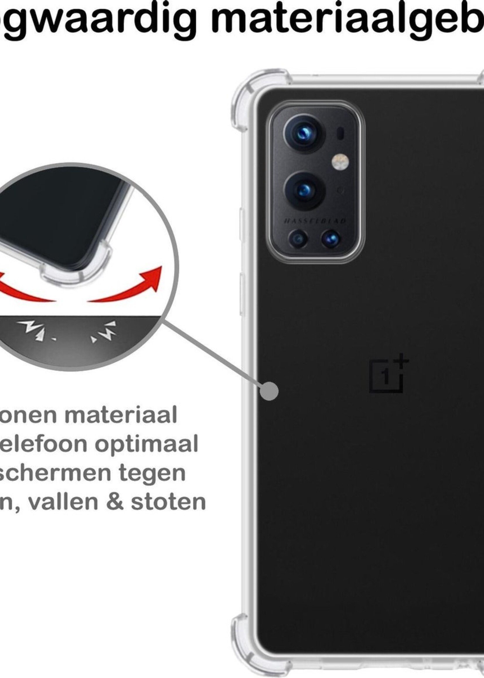 BTH Hoesje Geschikt voor OnePlus 9 Pro Hoesje Siliconen Shock Proof Case Hoes Met 2x Screenprotector - Hoes Geschikt voor OnePlus 9 Pro Hoes Cover Case Shockproof - Transparant