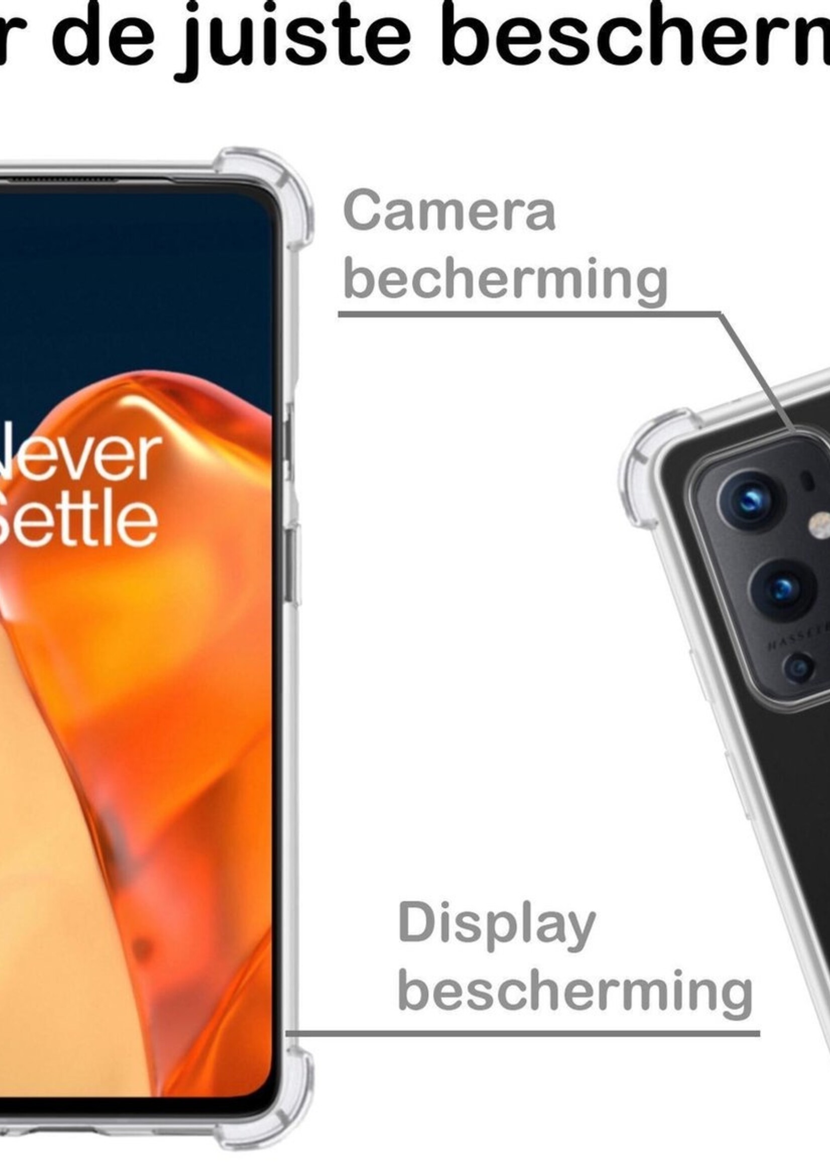 BTH Hoesje Geschikt voor OnePlus 9 Pro Hoesje Siliconen Shock Proof Case Hoes Met 2x Screenprotector - Hoes Geschikt voor OnePlus 9 Pro Hoes Cover Case Shockproof - Transparant