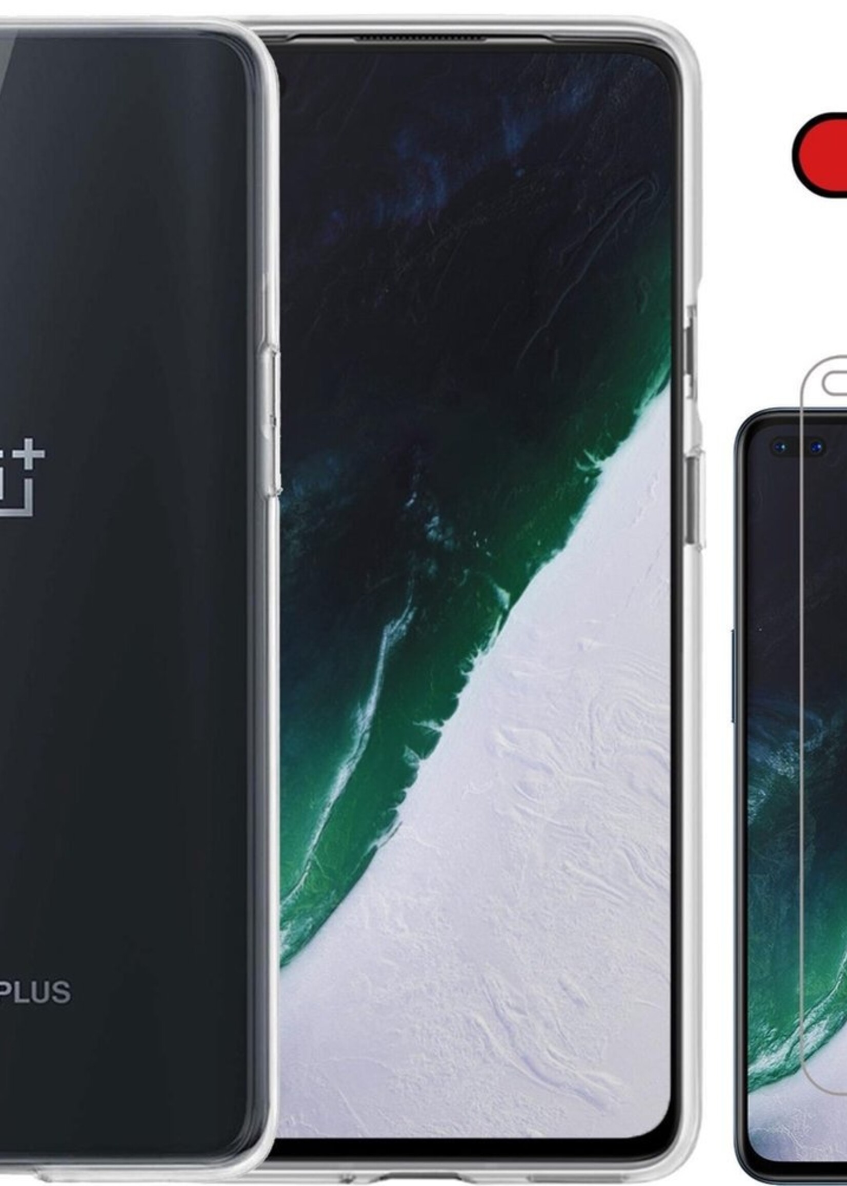 BTH Hoesje Geschikt voor OnePlus Nord Hoesje Siliconen Case Hoes Met Screenprotector - Hoes Geschikt voor OnePlus Nord Hoes Cover Case - Transparant