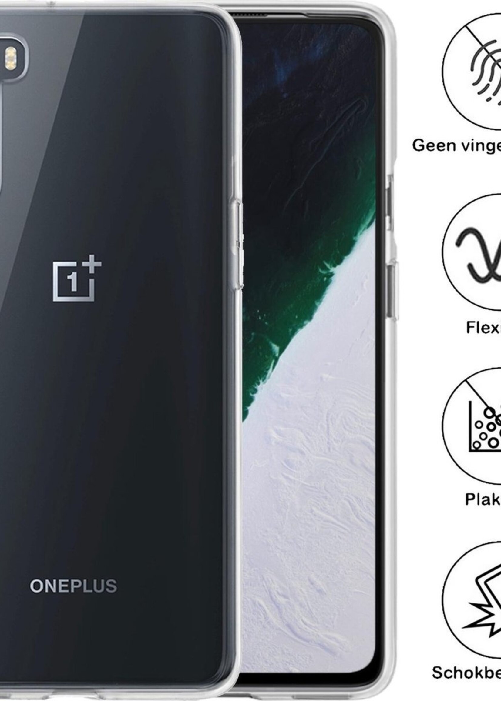 BTH Hoesje Geschikt voor OnePlus Nord Hoesje Siliconen Case Hoes Met Screenprotector - Hoes Geschikt voor OnePlus Nord Hoes Cover Case - Transparant