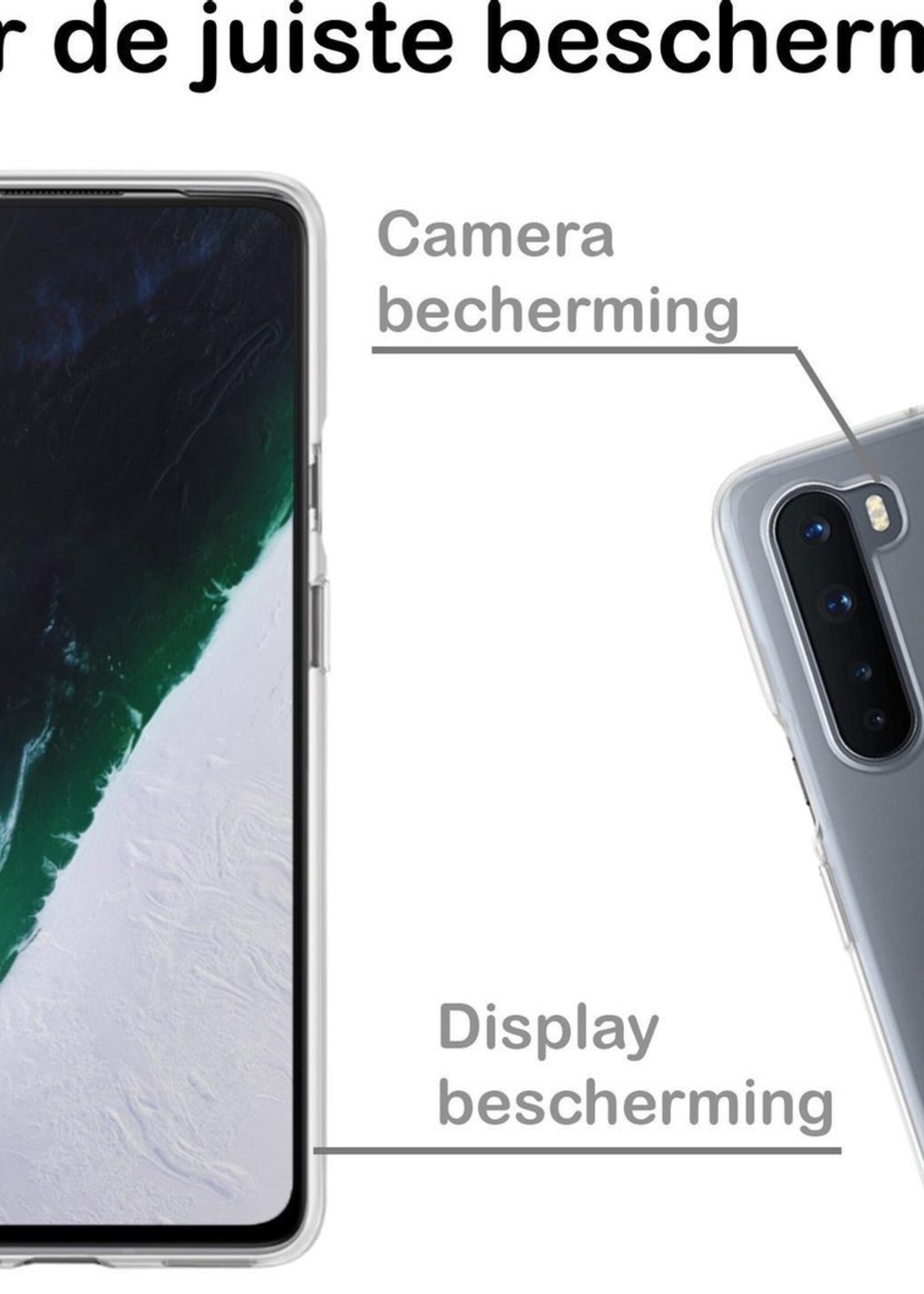BTH Hoesje Geschikt voor OnePlus Nord Hoesje Siliconen Case Hoes Met Screenprotector - Hoes Geschikt voor OnePlus Nord Hoes Cover Case - Transparant