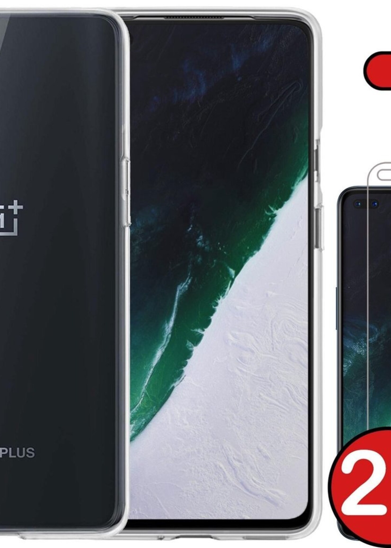 BTH Hoesje Geschikt voor OnePlus Nord Hoesje Siliconen Case Hoes Met 2x Screenprotector - Hoes Geschikt voor OnePlus Nord Hoes Cover Case - Transparant