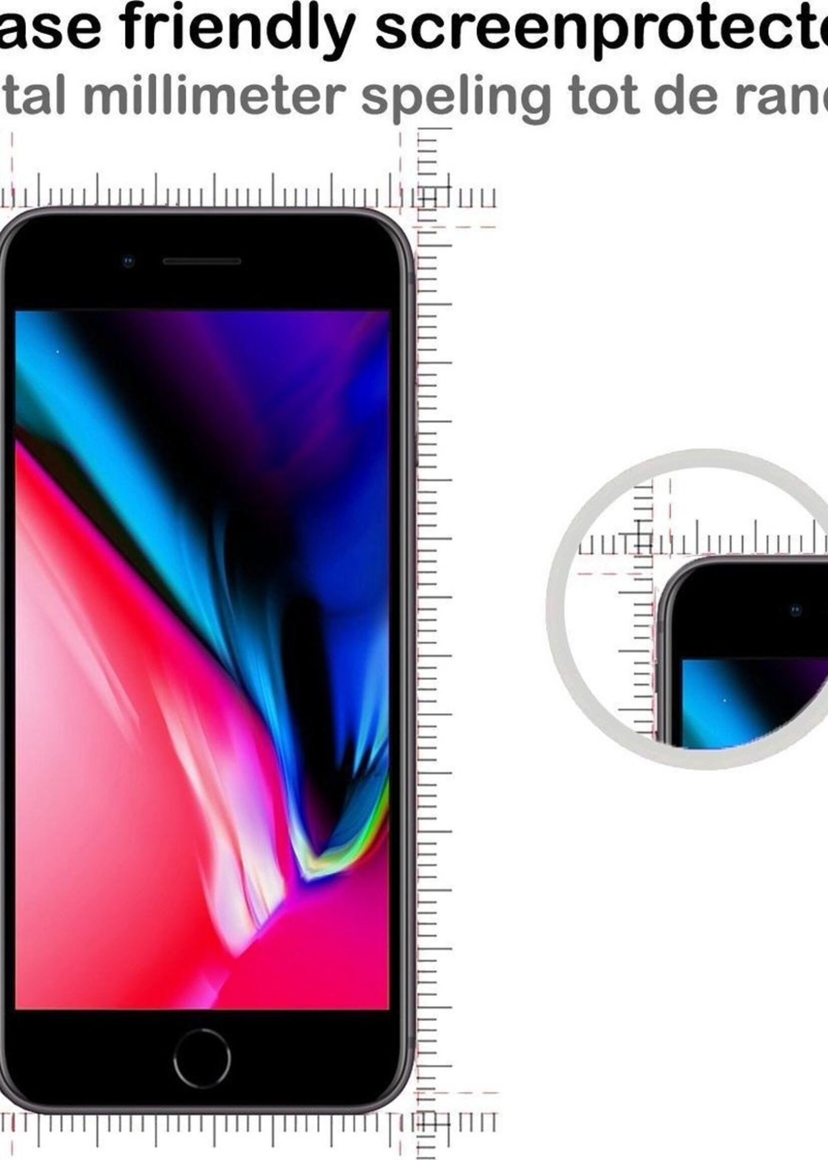 BTH Hoesje Geschikt voor iPhone 8 Hoesje Marmer Hardcover Fashion Case Hoes Met 2x Screenprotector - Hoes Geschikt voor iPhone 8 Marmer Hoesje Hardcase Back Cover - Zwart